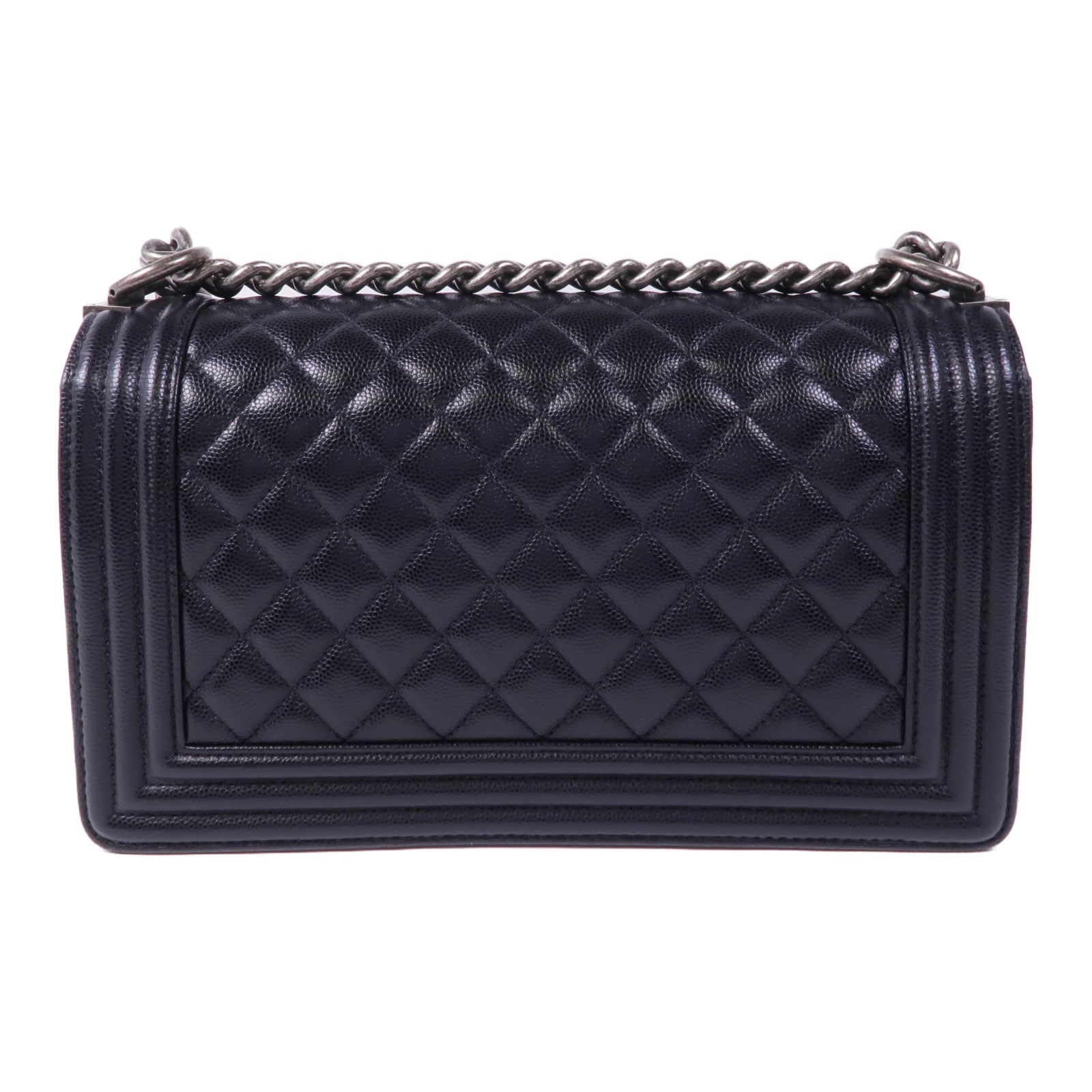 CHANEL 牛皮皮革Boy 25銀扣鏈帶肩背袋