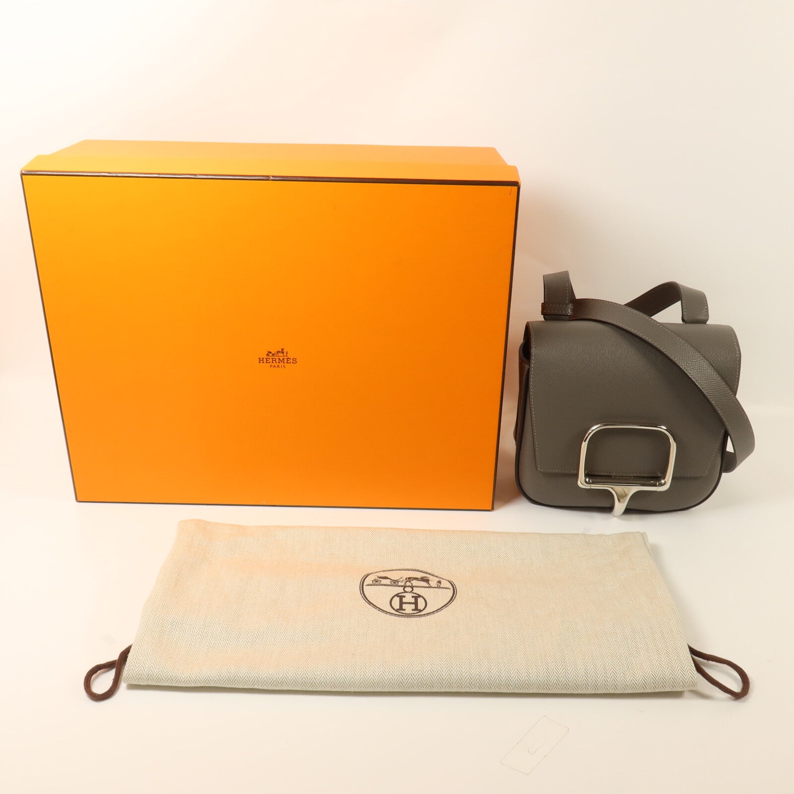 HERMES Epsom皮革Della Cavalleria Mini肩背袋Etain