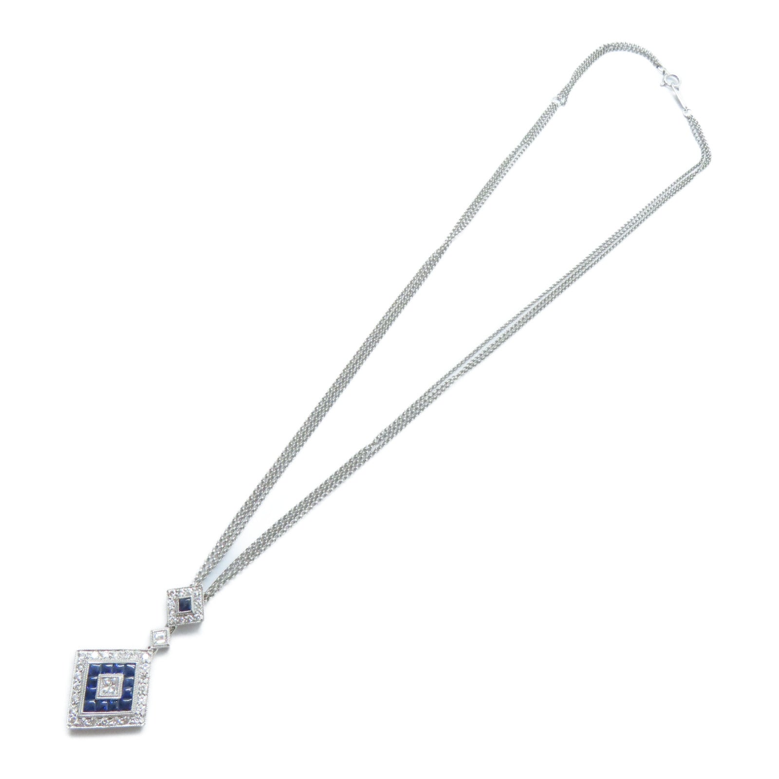 JEWELRY PT900鉑金/18K白金Sapphire Necklace 1.16ct藍寶石/0.63ct鑚石項鏈
