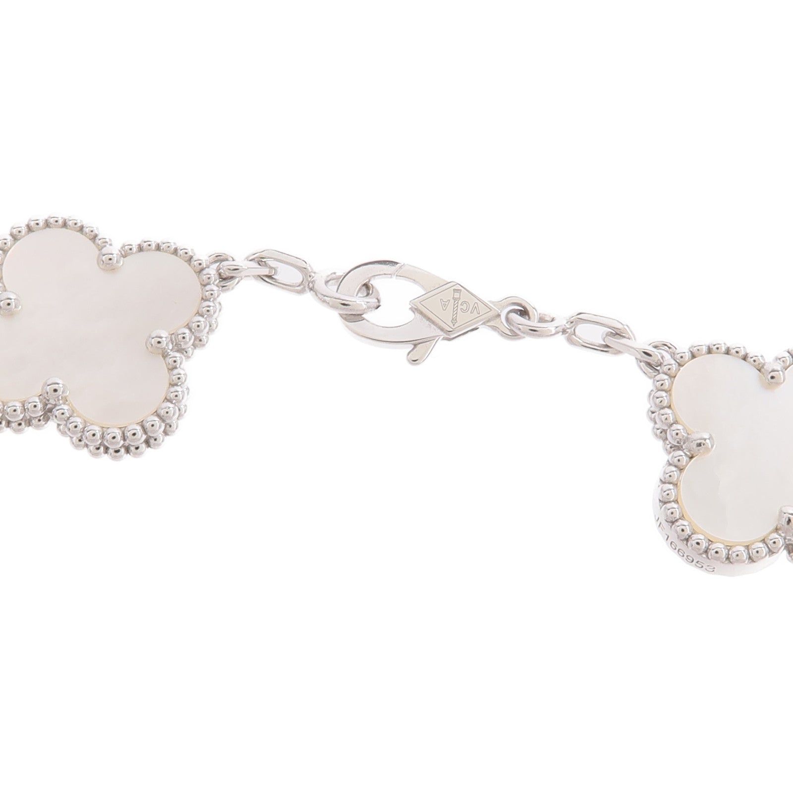 Van Cleef & Arpels 18K白金Vintage Alhambra Bracelet 5 Motifs珍珠母貝手鏈