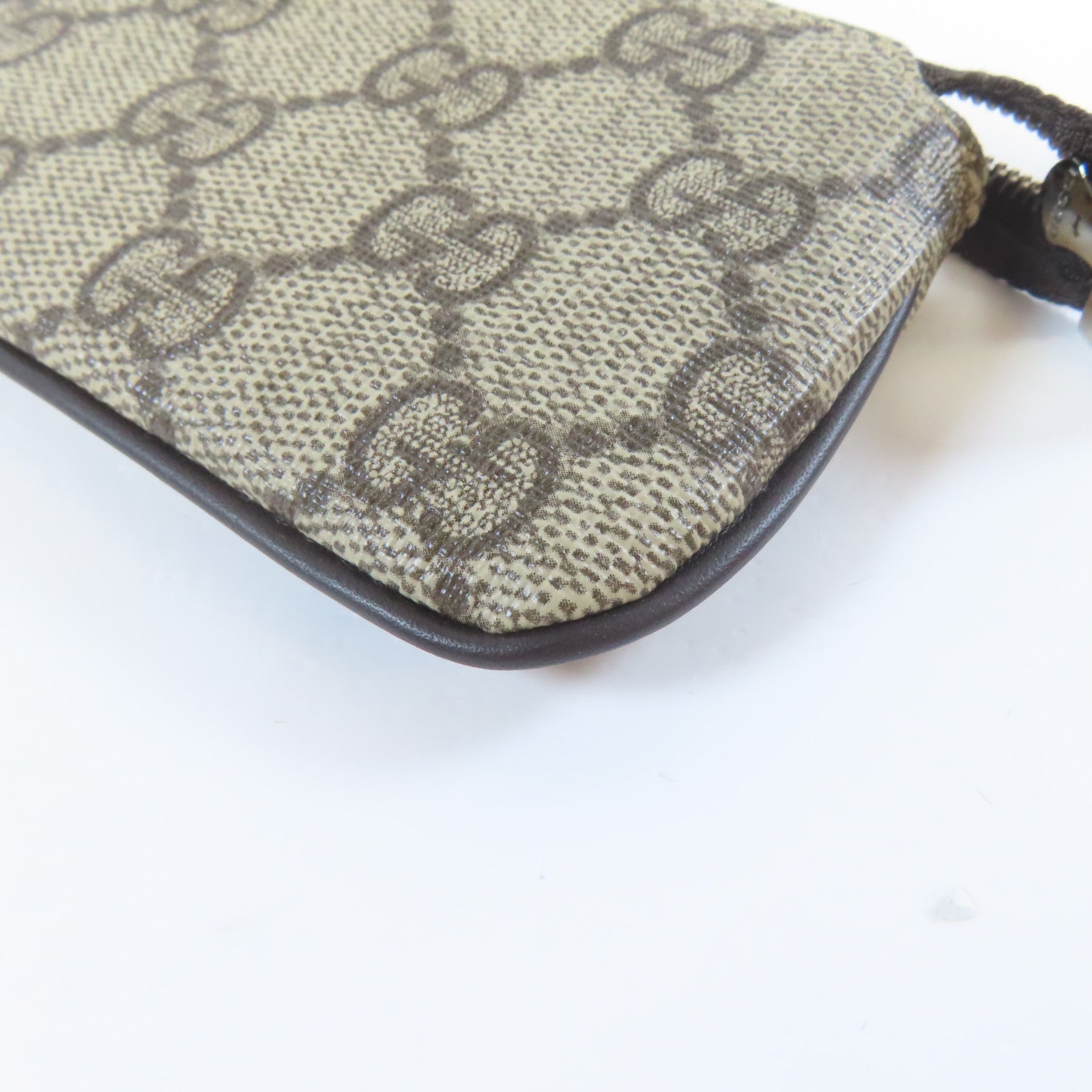 GUCCI 塗層帆布Coins Case銀扣零錢包卡其色