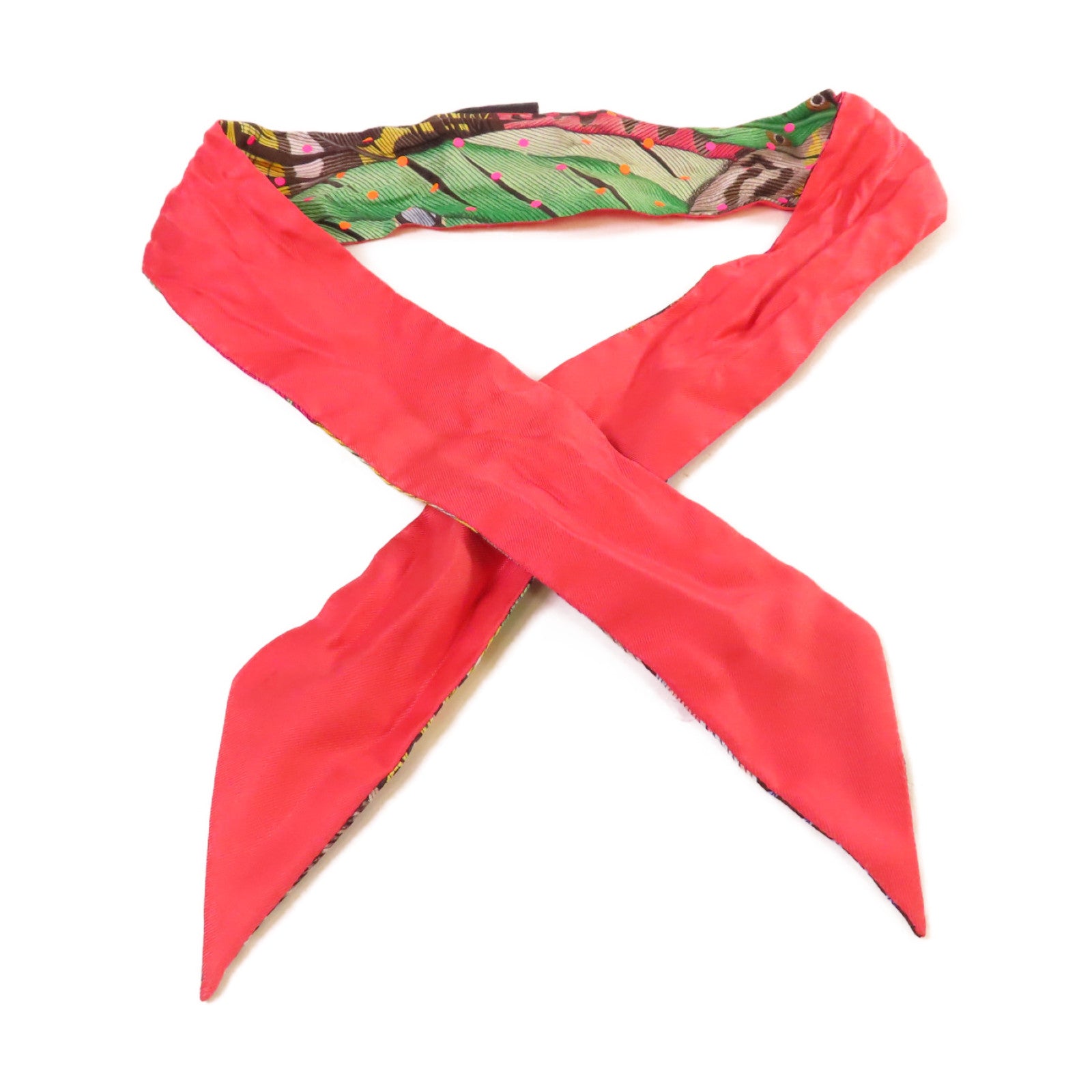 HERMES 絲質Twilly Scarf絲巾粉紅/紫色/彩色