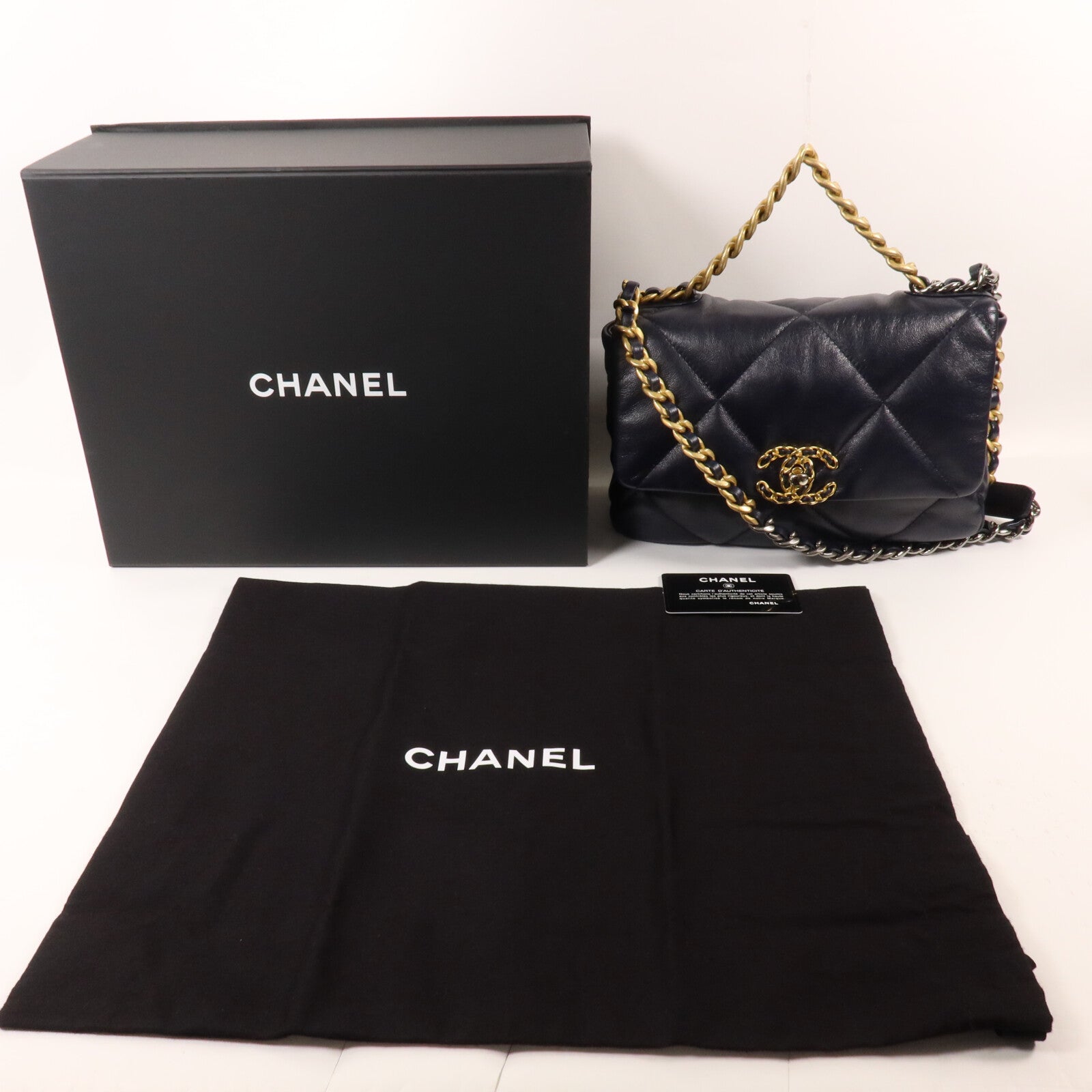 CHANEL 羊皮皮革C19 Small手挽肩背兩用袋