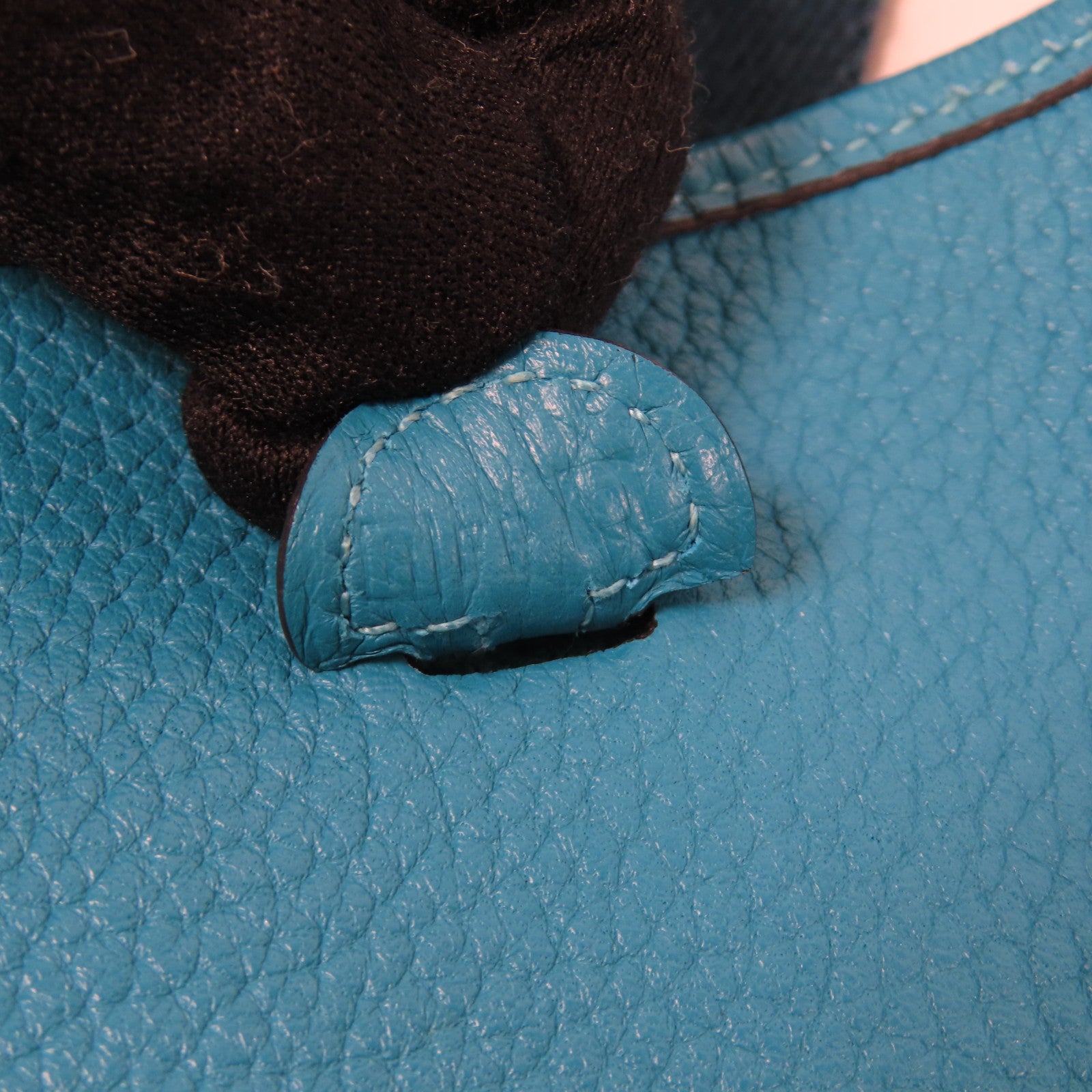 HERMES 【激減優惠】Clemence皮革Evelyne TPM銀扣肩背袋Turquoise/藍色