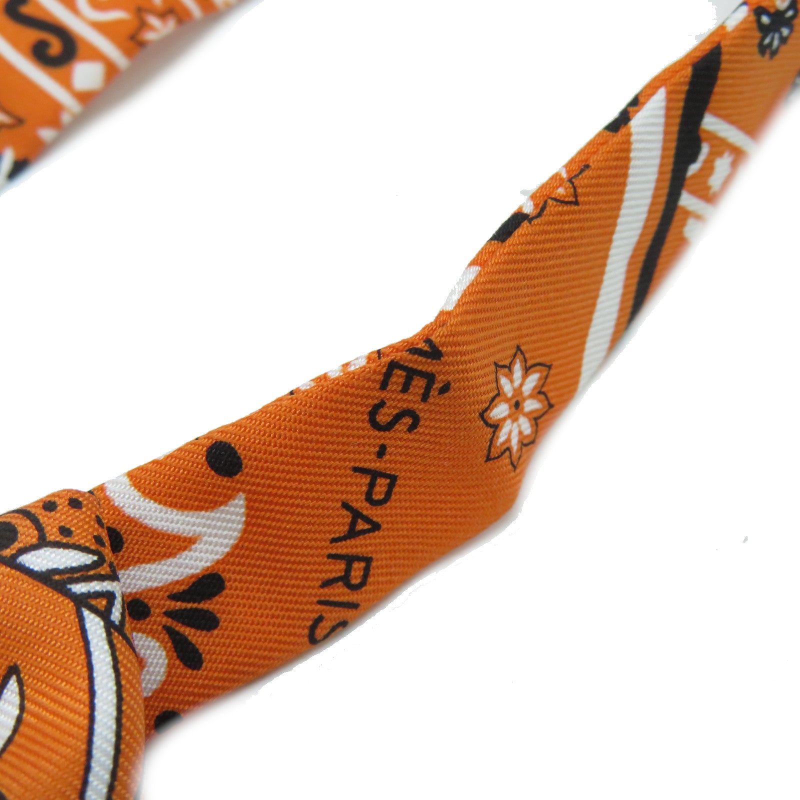 HERMES 【激減優惠】絲質Bowtie銀扣煲呔(蝶形領結)橙色/白色
