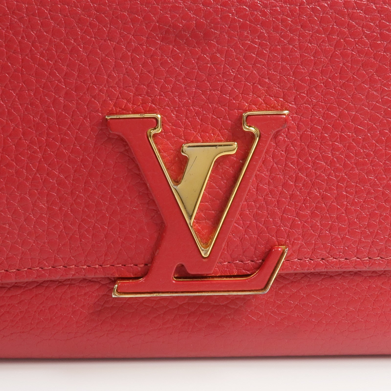 LOUIS VUITTON 牛皮皮革Portefeuille Capucines金扣長錢包
