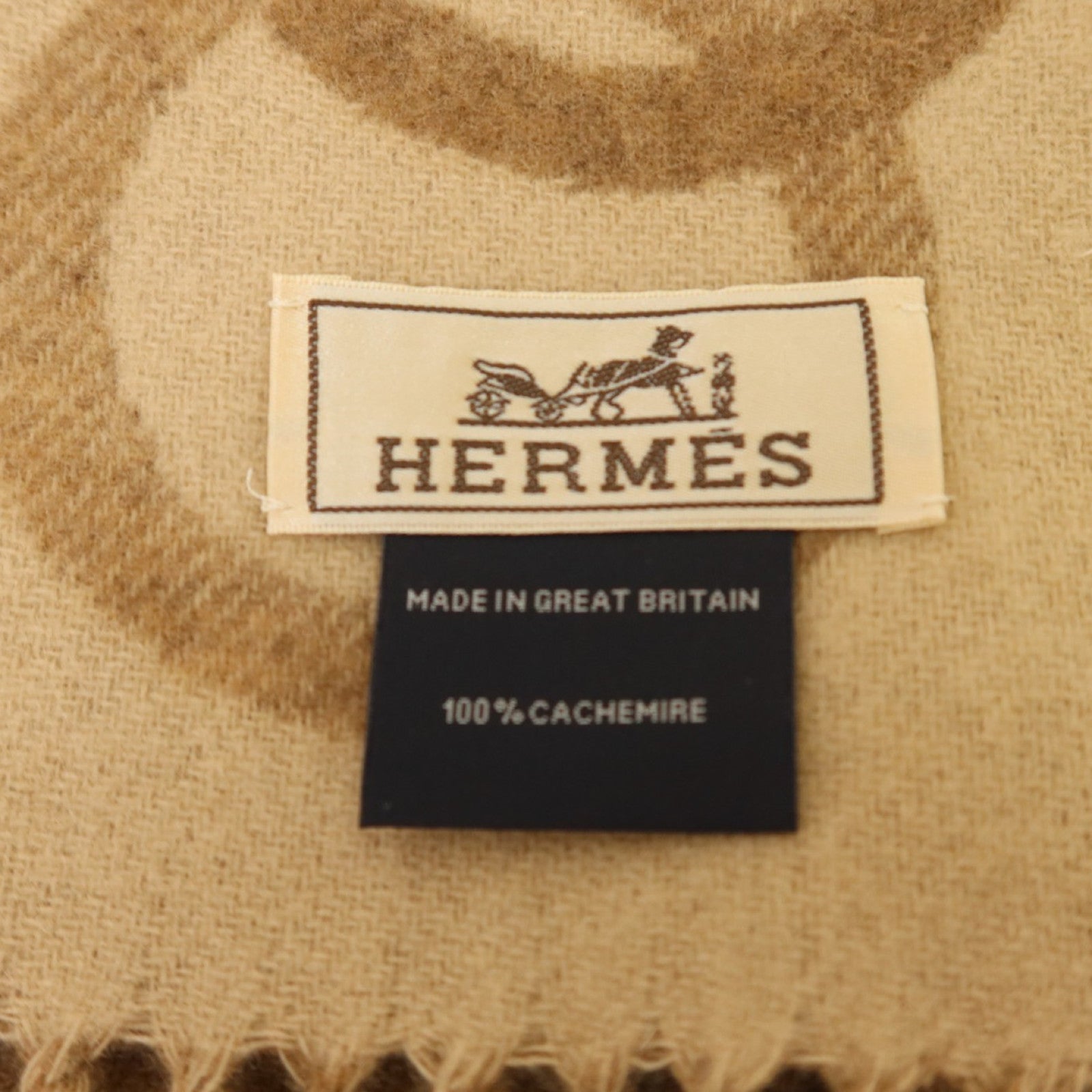 HERMES 羊絨Any Mors Muffler 170X25圍巾Marron Glace/Craie