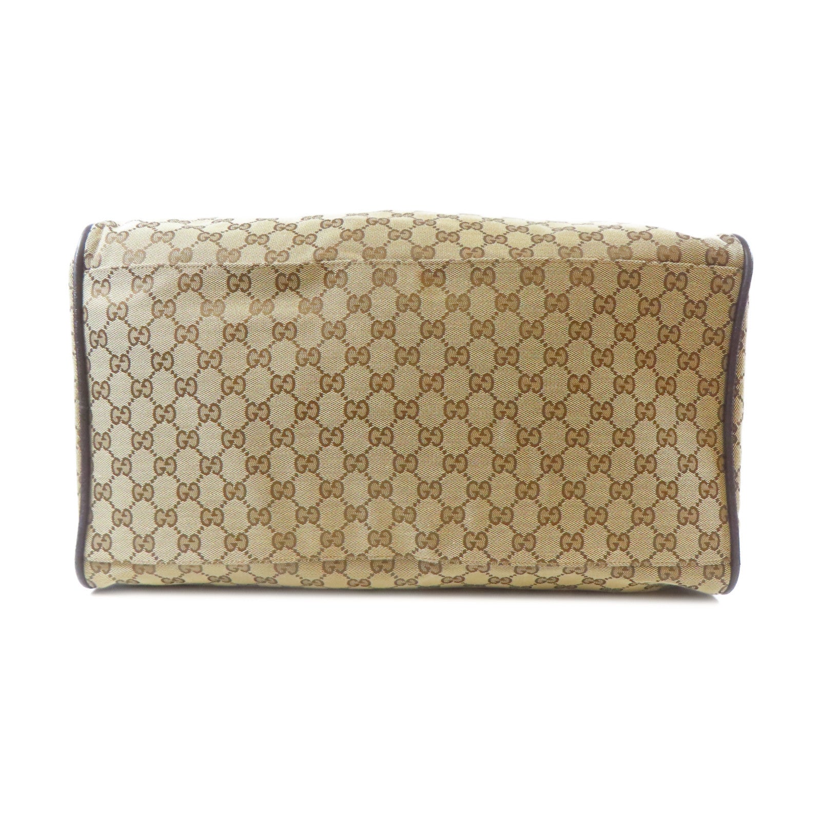 GUCCI 帆布Carry Bag銀扣手挽袋啡色