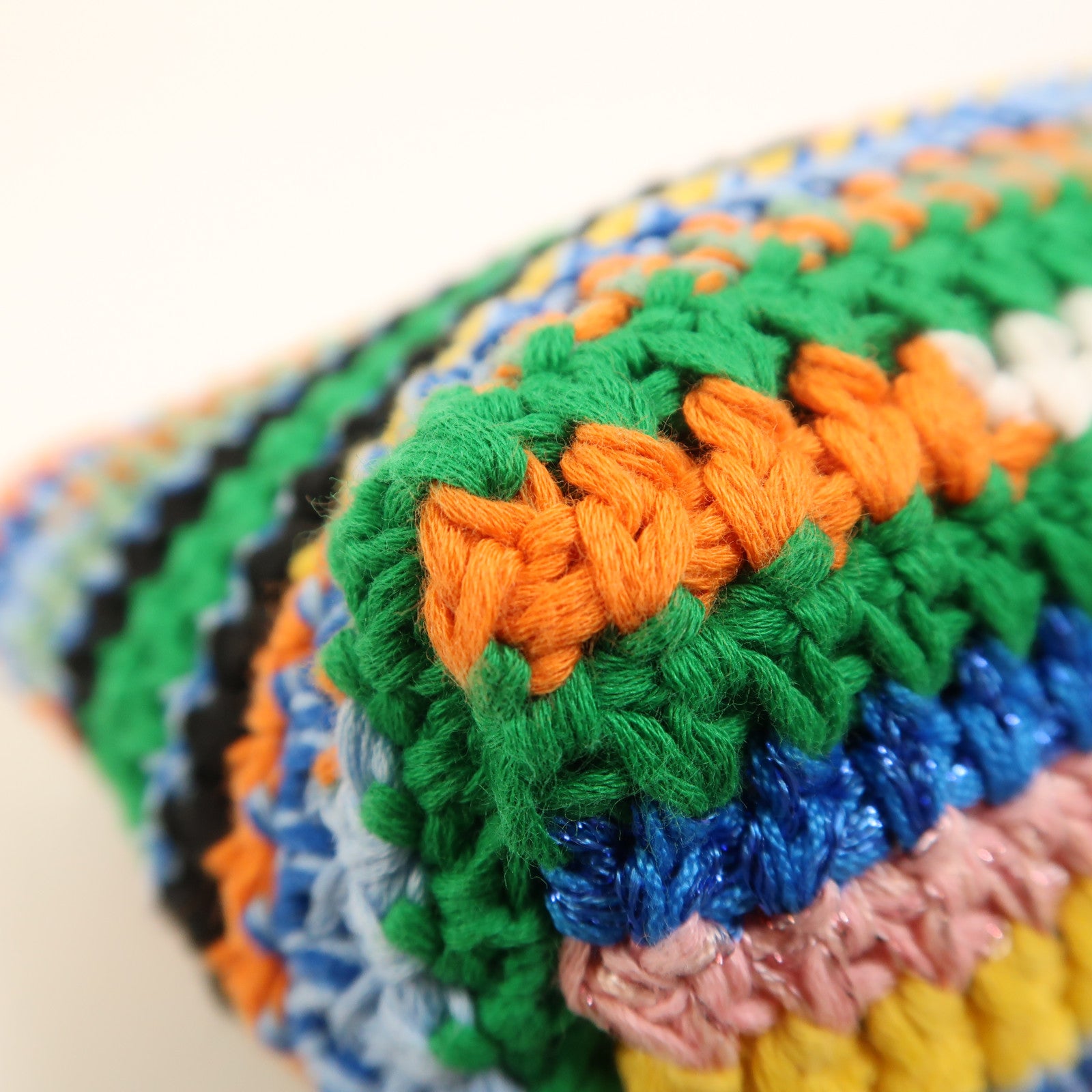 Miu Miu 棉質/牛皮皮革Crochet Pouch銀扣手挽袋