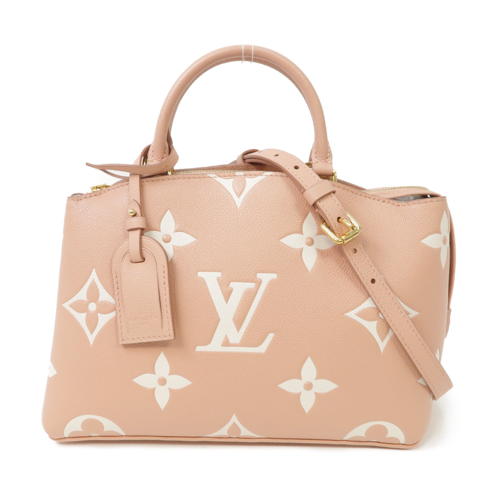LOUIS VUITTON Monogram Empreinte Petit Palais金扣手挽肩背兩用袋粉紅色