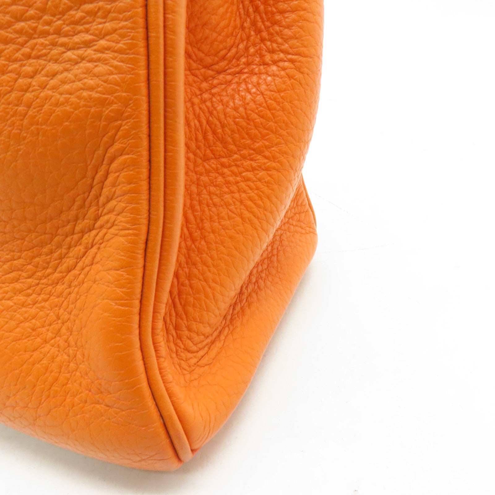 HERMES **【激減優惠】Clemence皮革Kelly 32銀扣手挽肩背兩用袋Orange橙色
