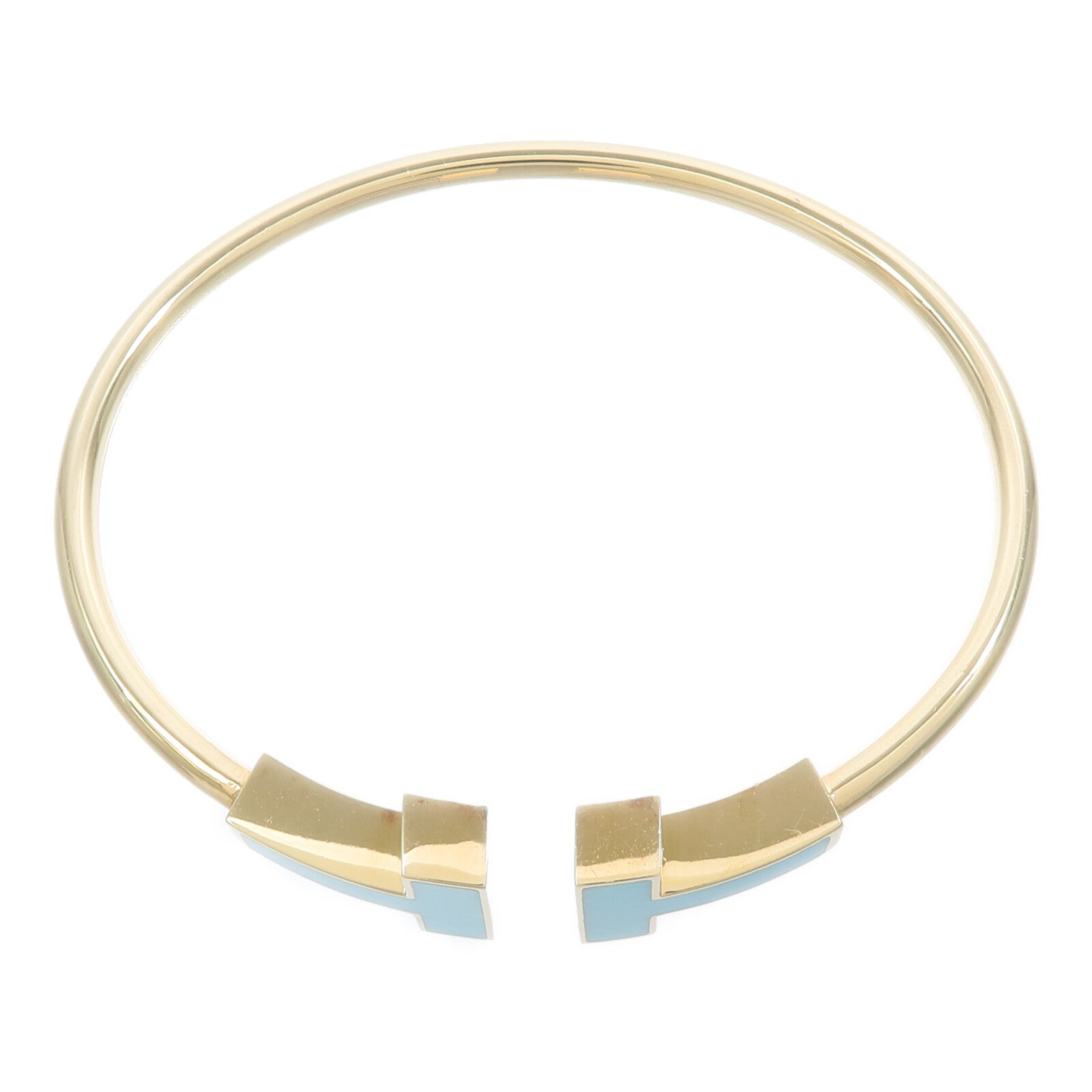 TIFFANY＆CO 18K黃金Turquoise T Wire Bracelet綠松石手鐲