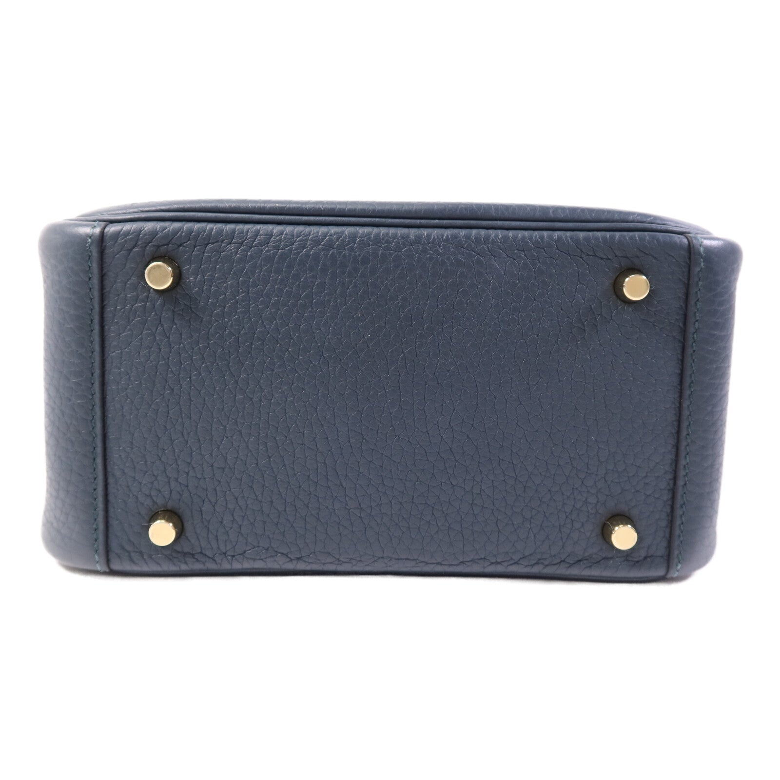 HERMES Clemence皮革Mini Lindy金扣手挽肩背兩用袋Vert Cypres