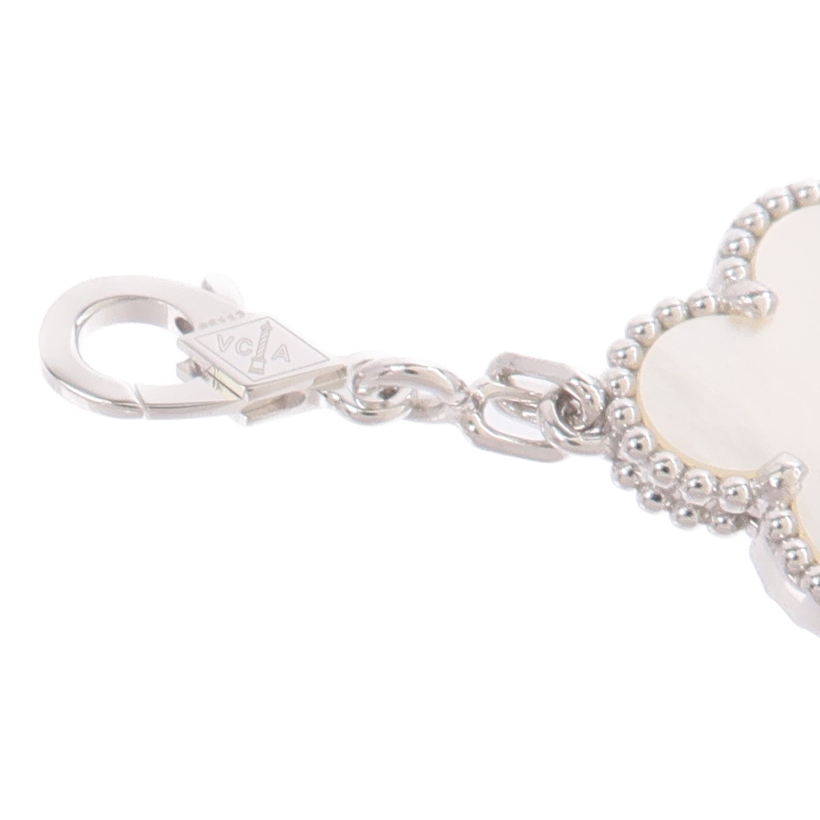 Van Cleef & Arpels 18K白金Vintage Alhambra Bracelet 5 Motifs珍珠母貝手鏈
