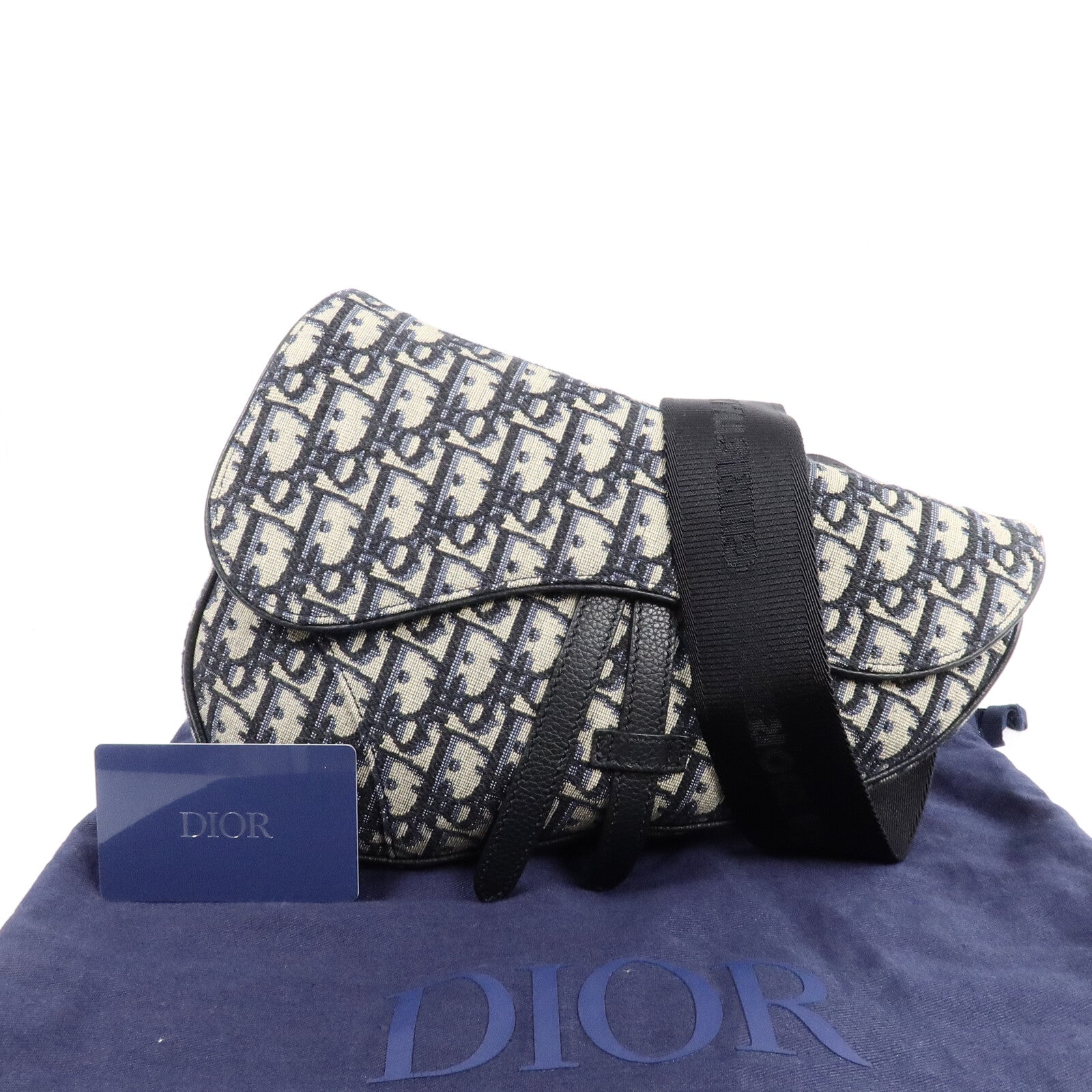 Dior 帆布Saddle Bag銀扣肩背袋