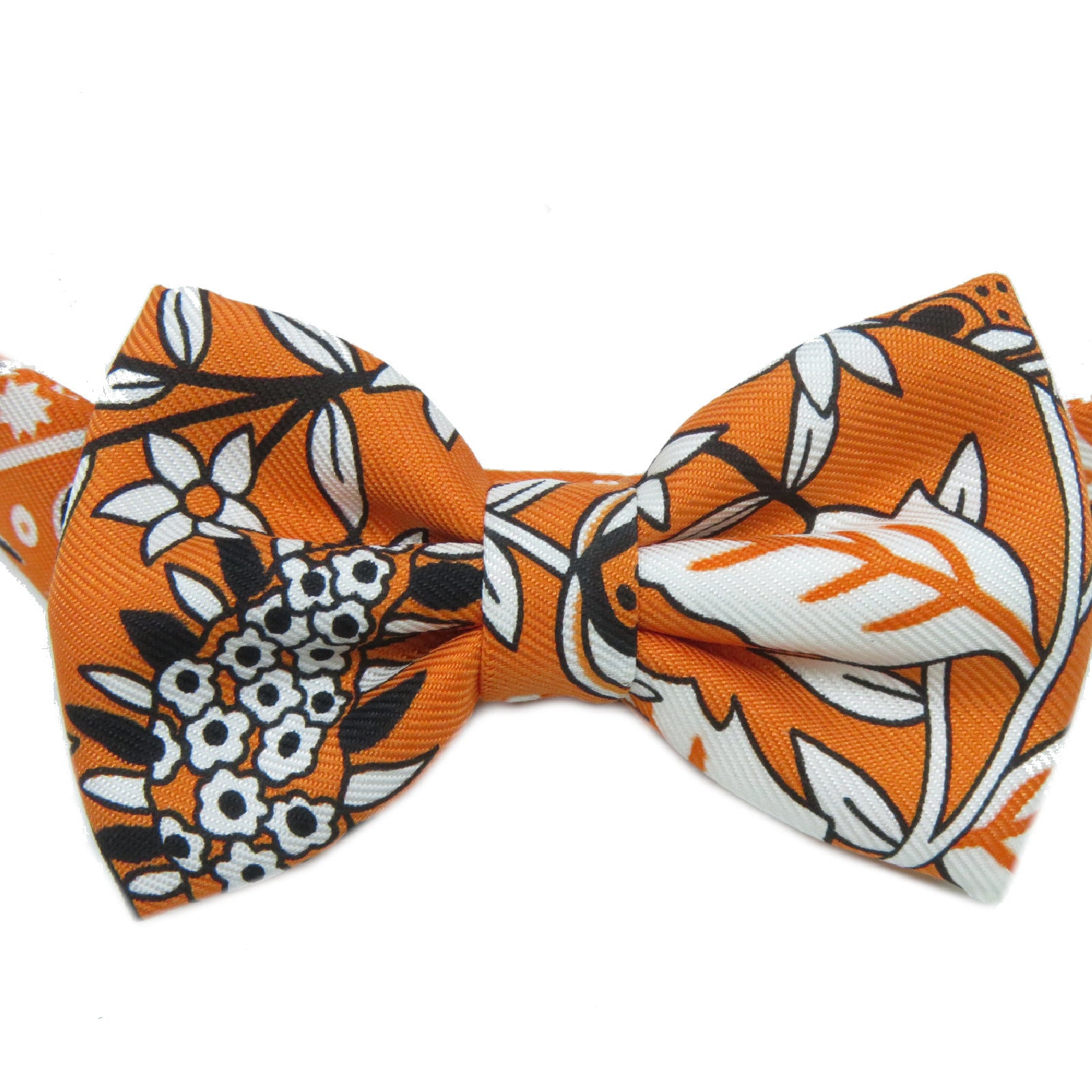 HERMES 【激減優惠】絲質Bowtie銀扣煲呔(蝶形領結)橙色/白色