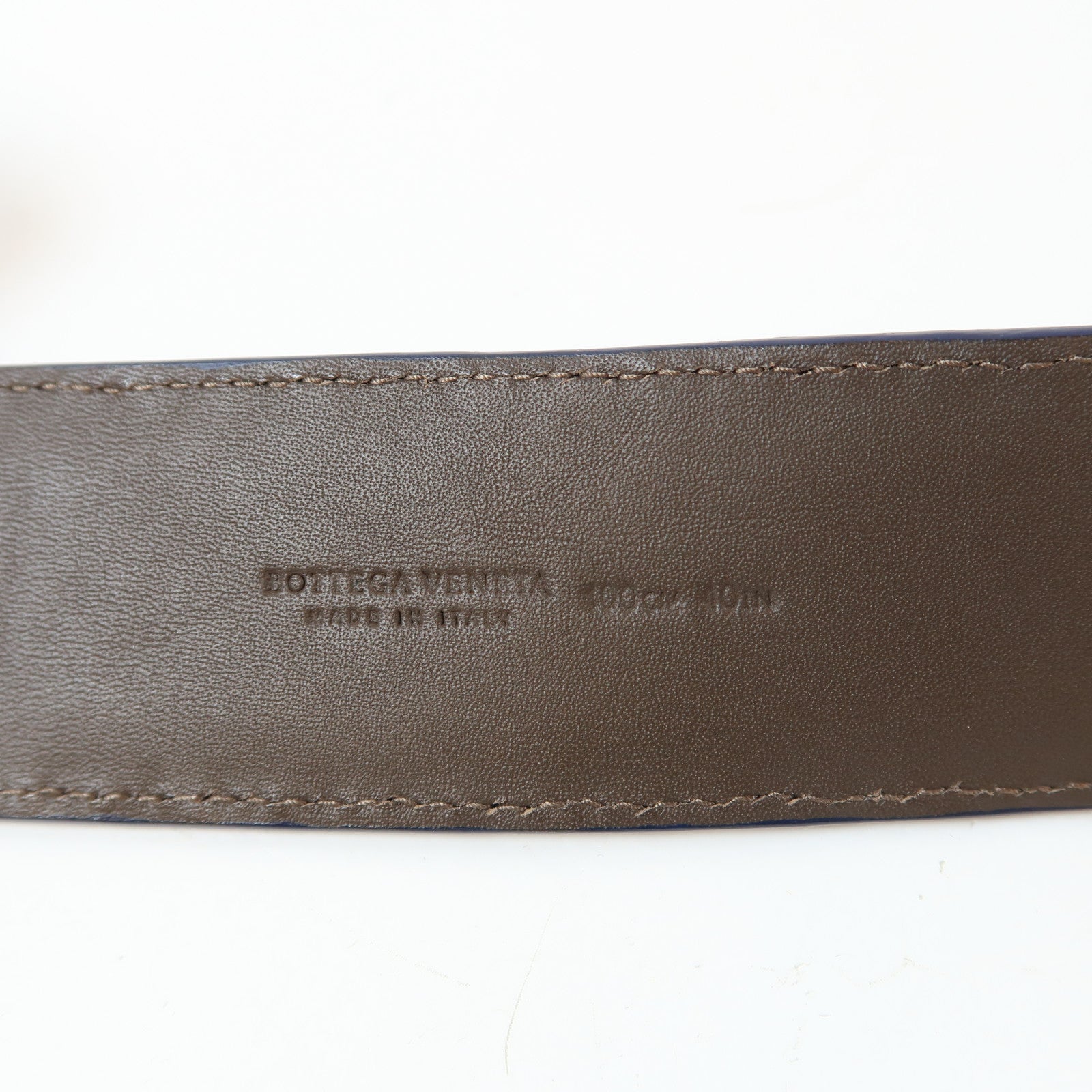 BOTTEGA VENETA 織紋皮革Belt銀扣皮帶藍色