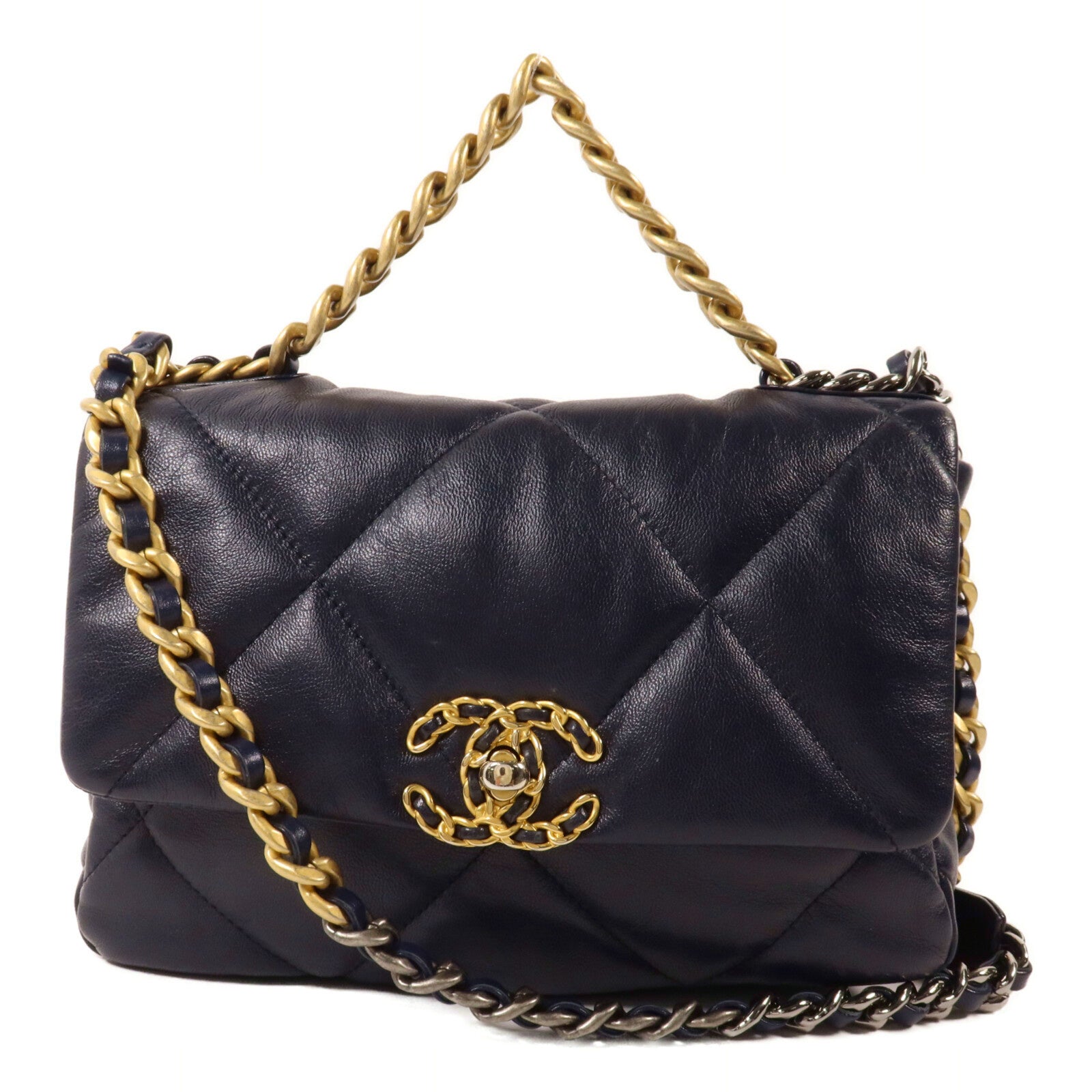 CHANEL 羊皮皮革C19 Small手挽肩背兩用袋