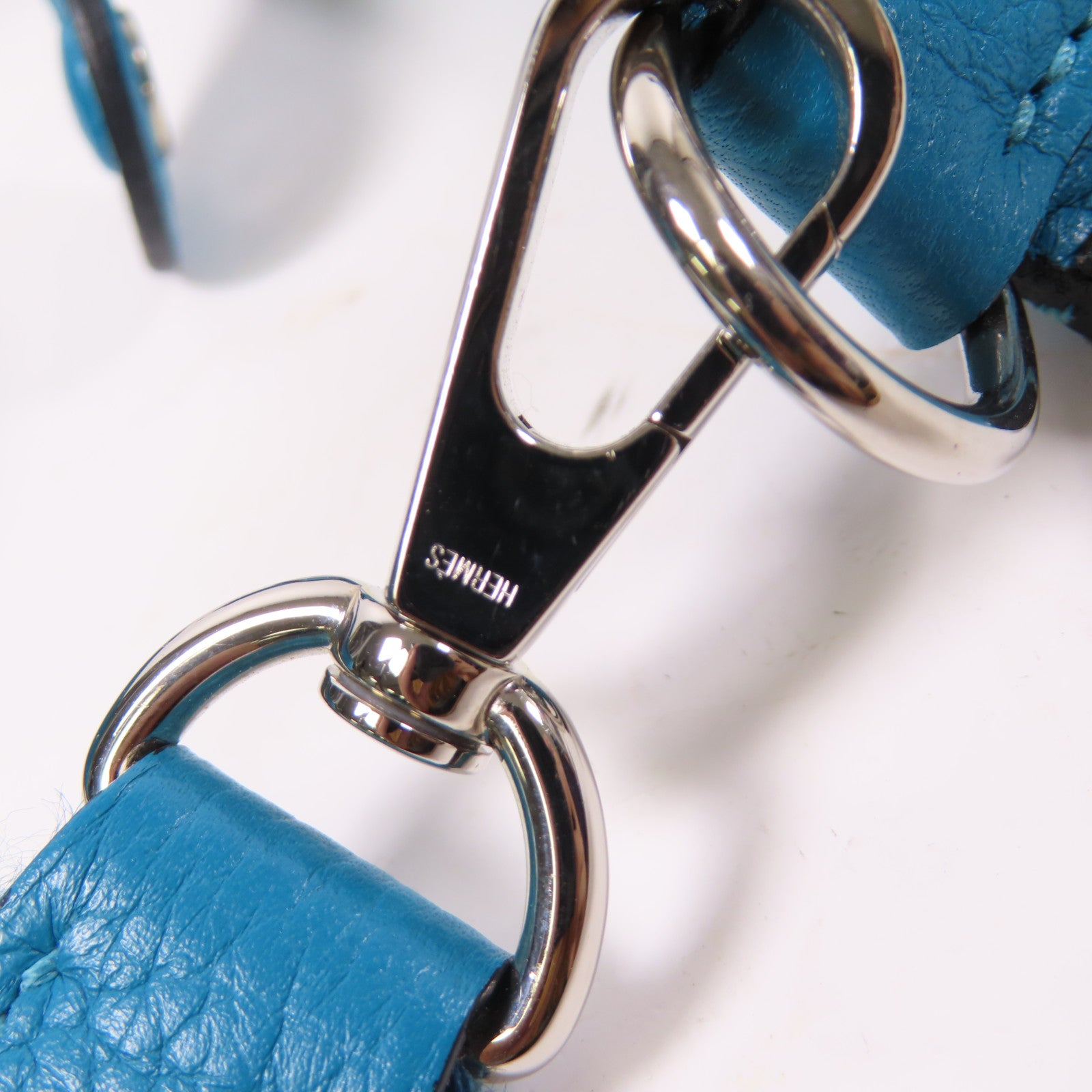 HERMES 【激減優惠】Clemence皮革Evelyne TPM銀扣肩背袋Turquoise/藍色