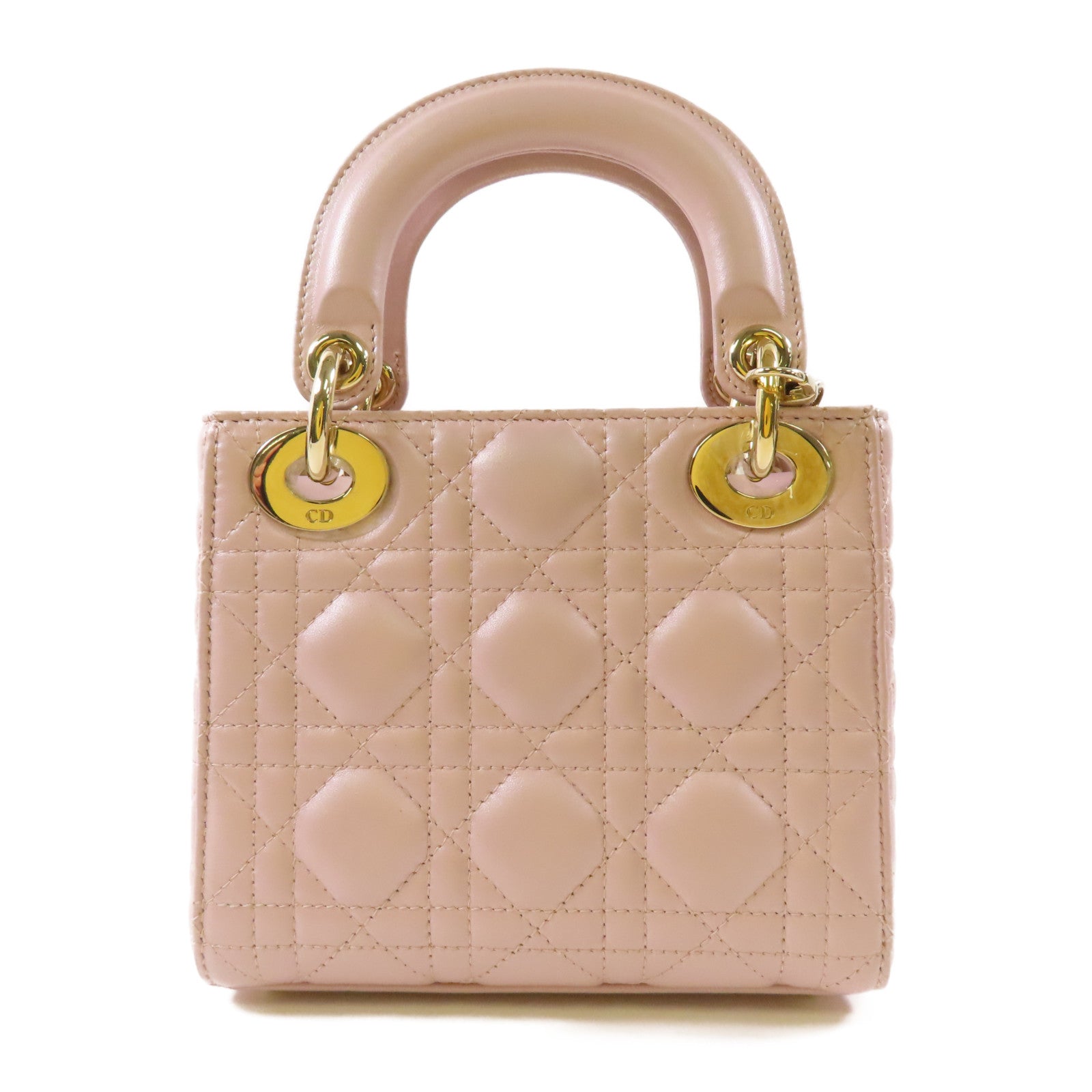 Dior 羊皮皮革Mini Lady Dior金扣鏈帶手挽肩背兩用袋