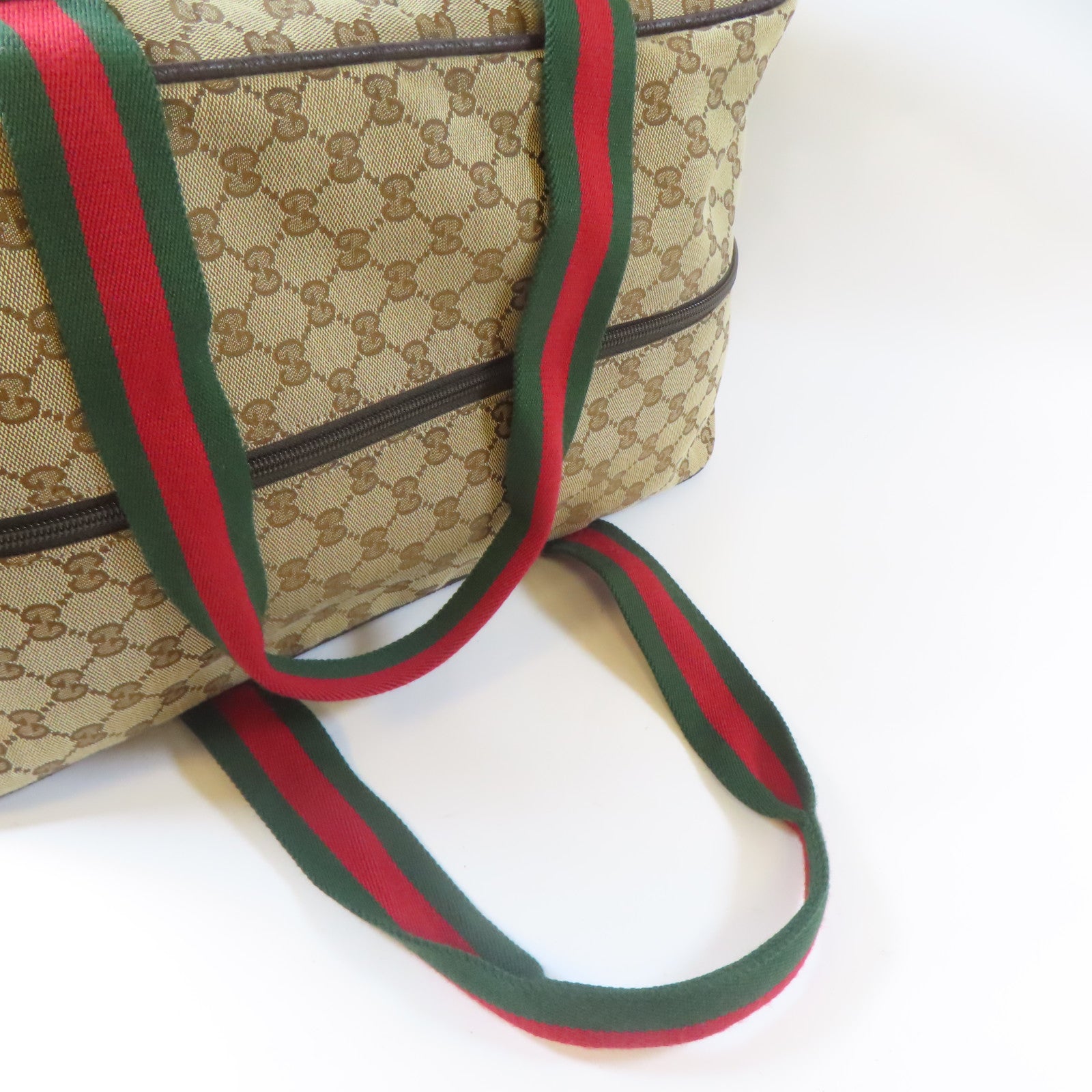 GUCCI 帆布Carry Bag銀扣手挽袋啡色