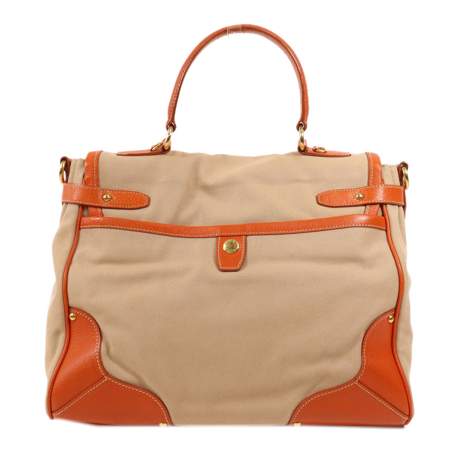 PRADA 帆布/皮革2 Way Shoulder金扣手挽肩背兩用袋