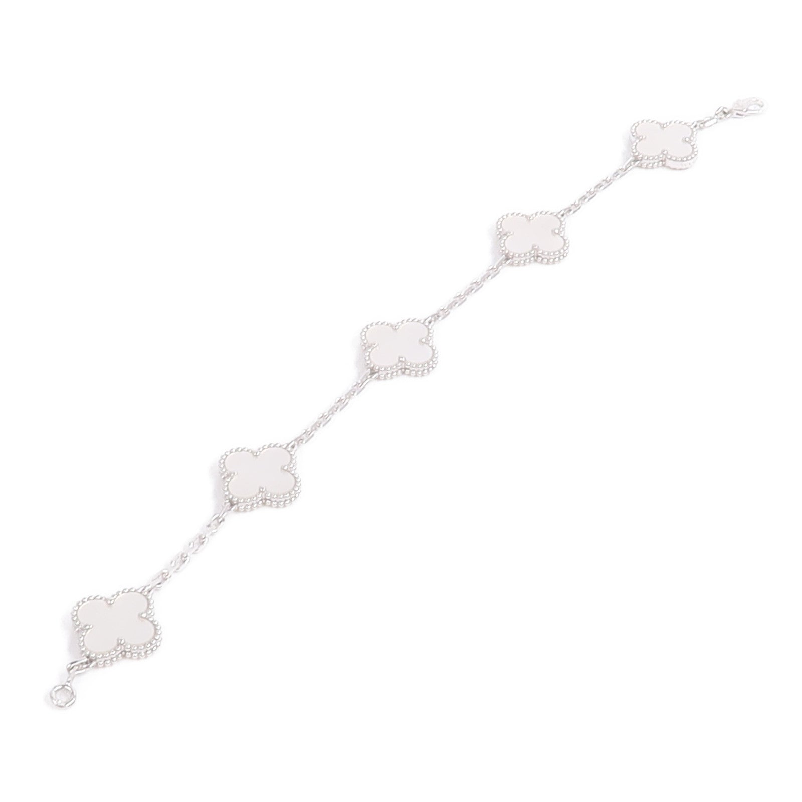 Van Cleef & Arpels 18K白金Vintage Alhambra Bracelet 5 Motifs珍珠母貝手鏈