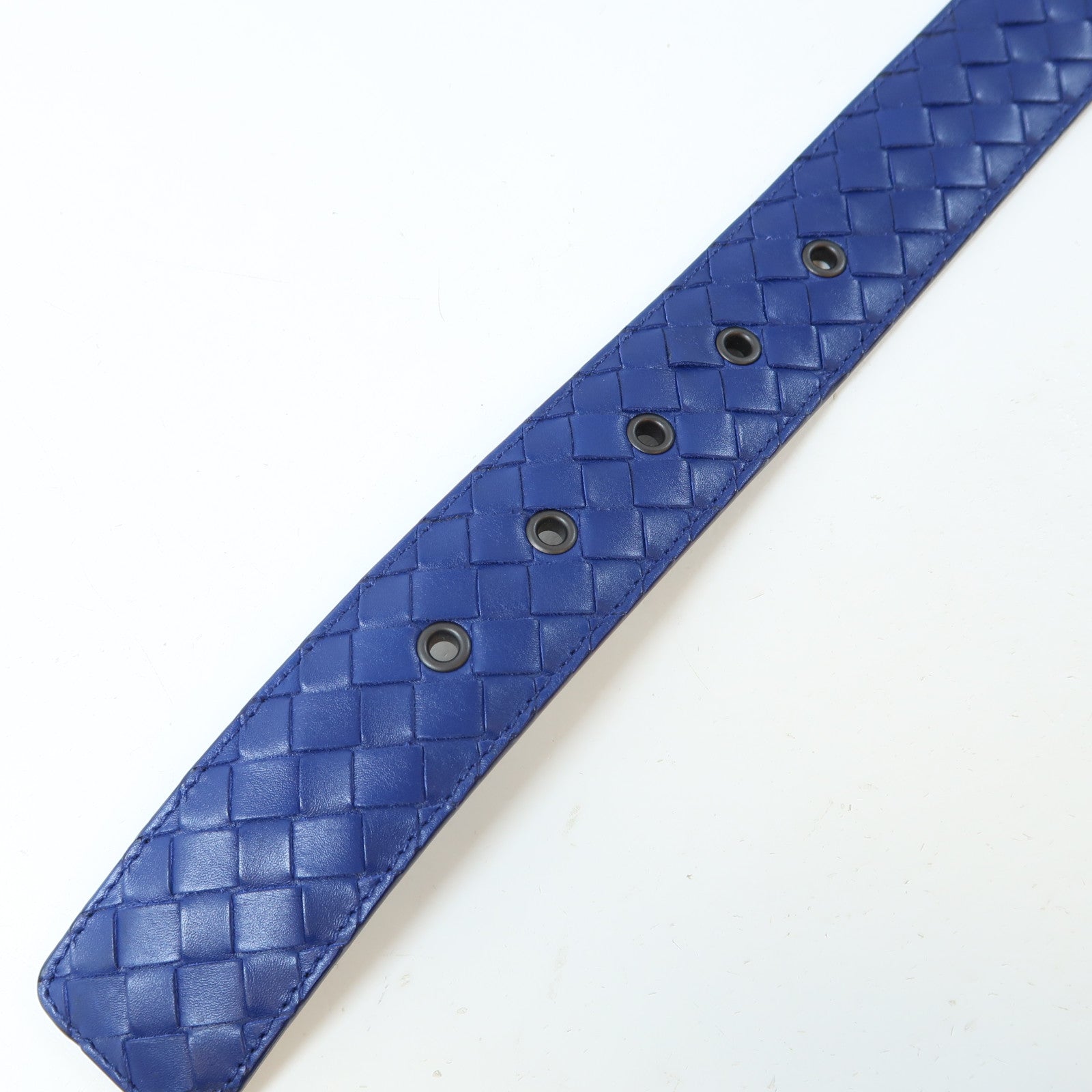 BOTTEGA VENETA 織紋皮革Belt銀扣皮帶藍色