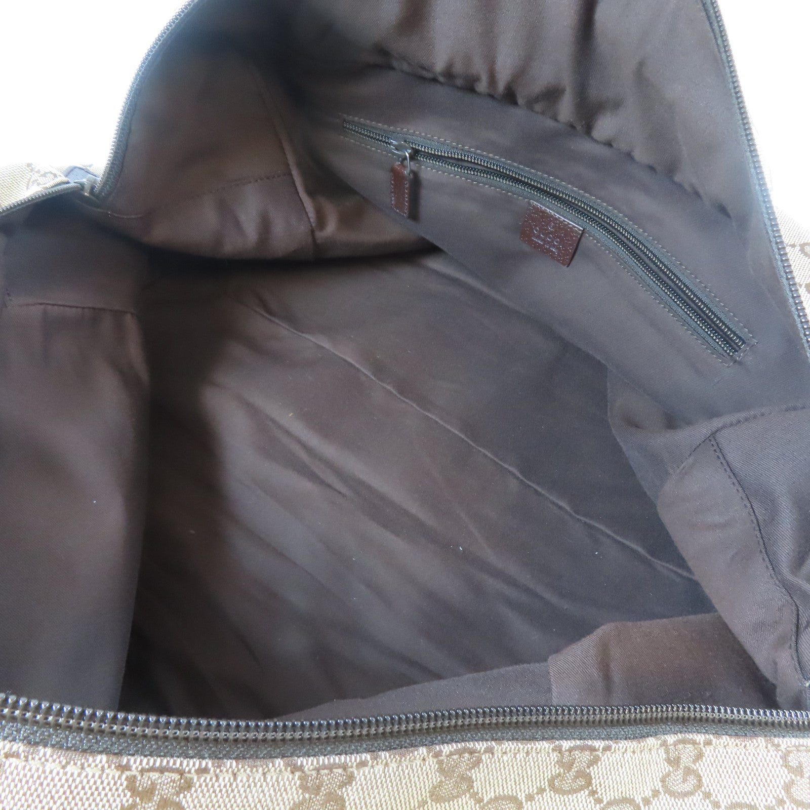 GUCCI 帆布Carry Bag銀扣手挽袋啡色