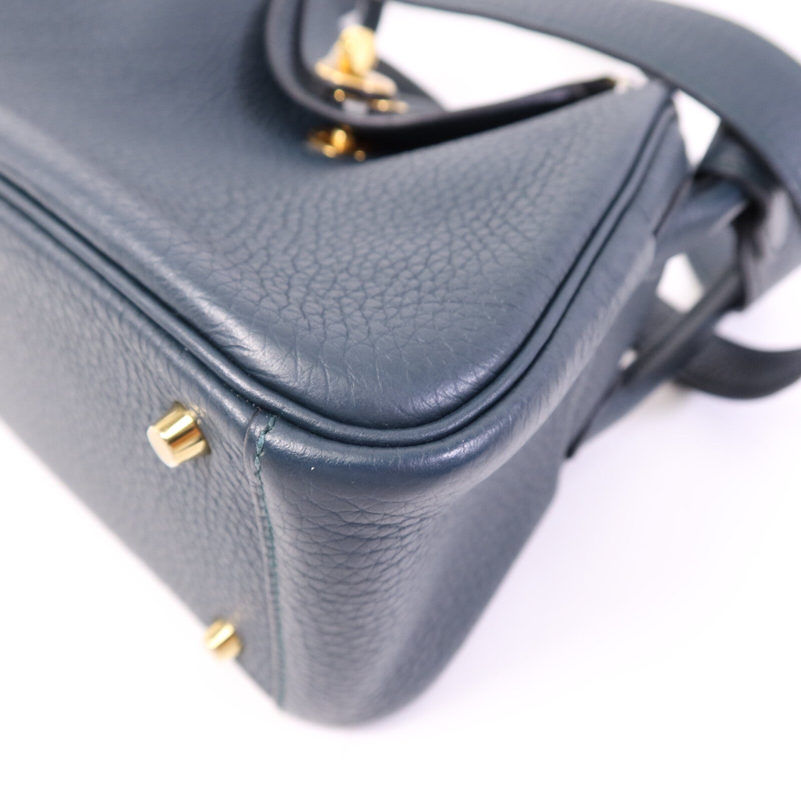 HERMES Clemence皮革Mini Lindy金扣手挽肩背兩用袋Vert Cypres