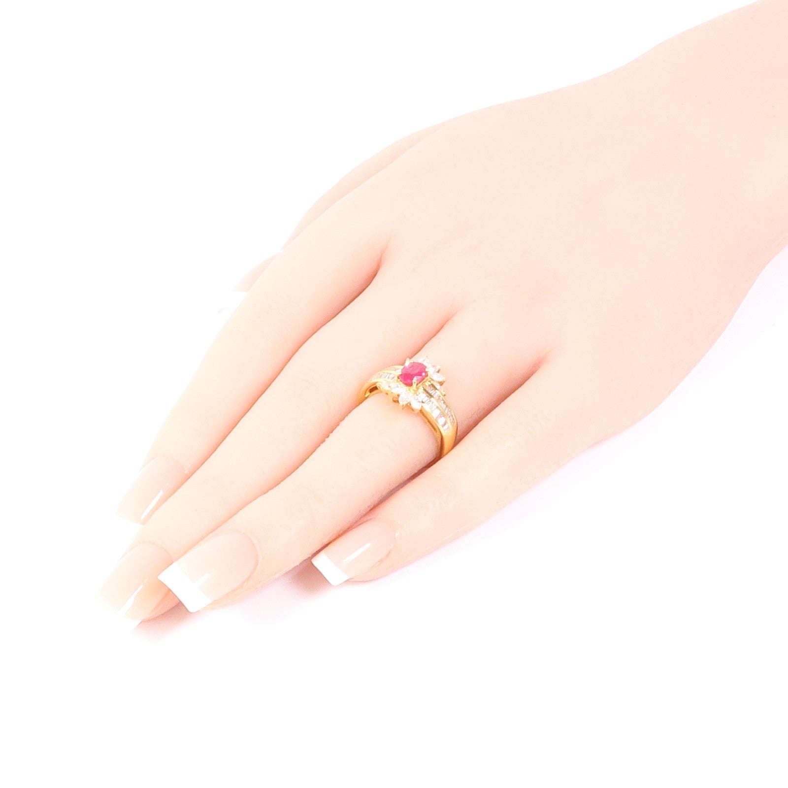 JEWELRY 【激減優惠】18K黃金Ruby Ring紅寶石/鑽石戒指US#5.75