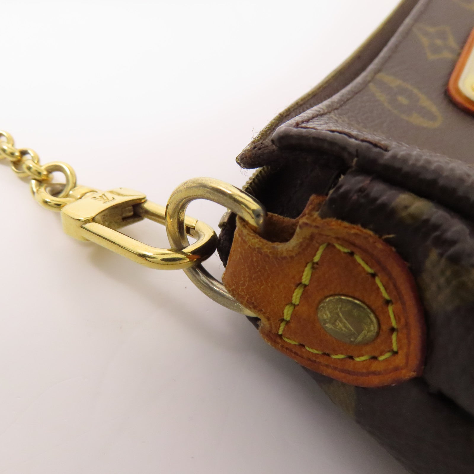 LOUIS VUITTON Monogram Eva金扣鏈帶肩背袋棕色