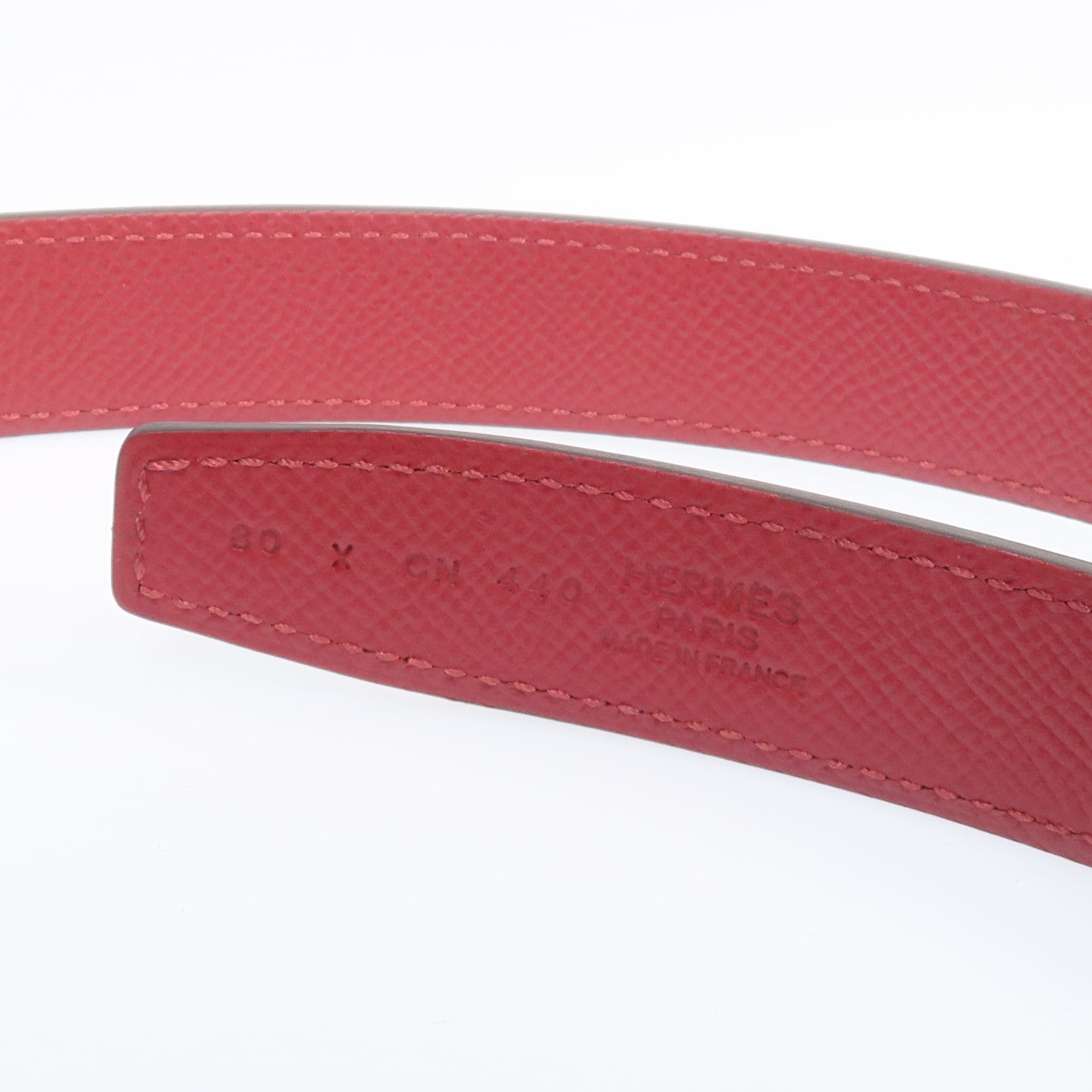 HERMES 【激減優惠】Epsom/Evercolor皮革CDC Belt銀扣皮帶Noir/Rouge Grenat