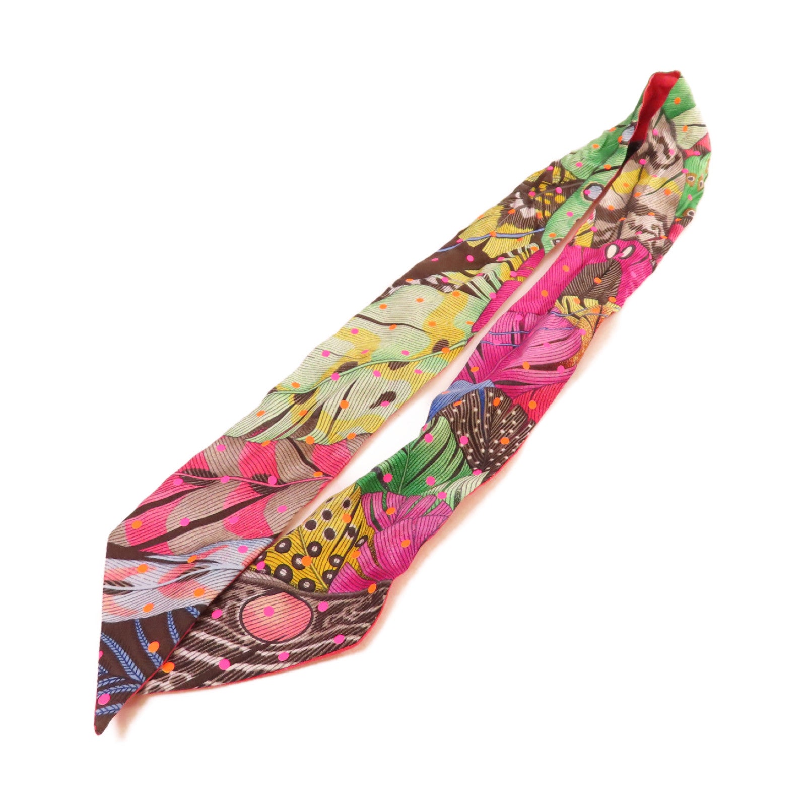 HERMES 絲質Twilly Scarf絲巾粉紅/紫色/彩色