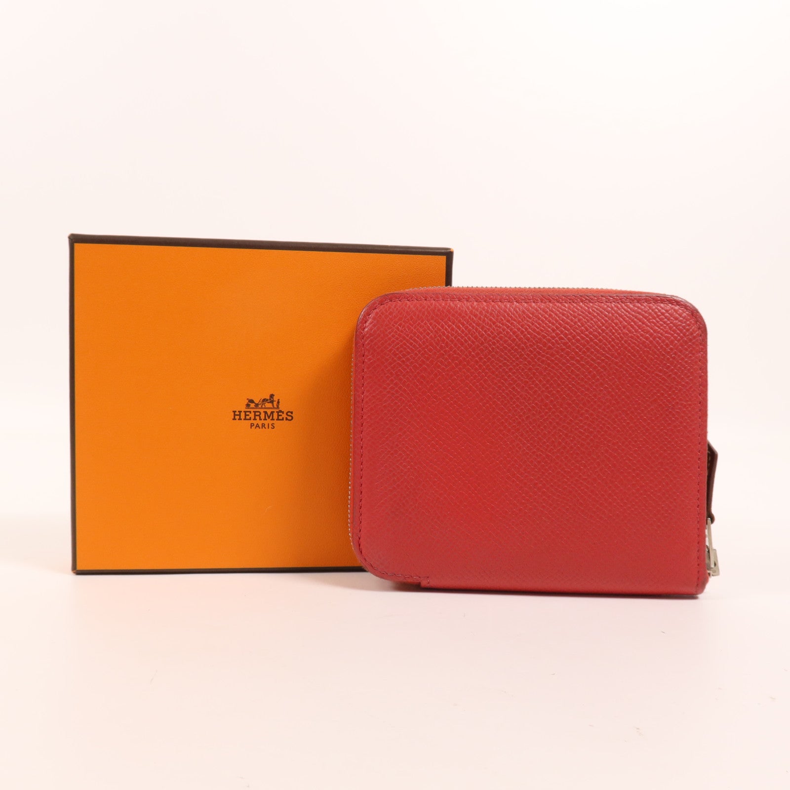 HERMES Epsom皮革Silk In Wallet銀扣錢包Bougainvillea