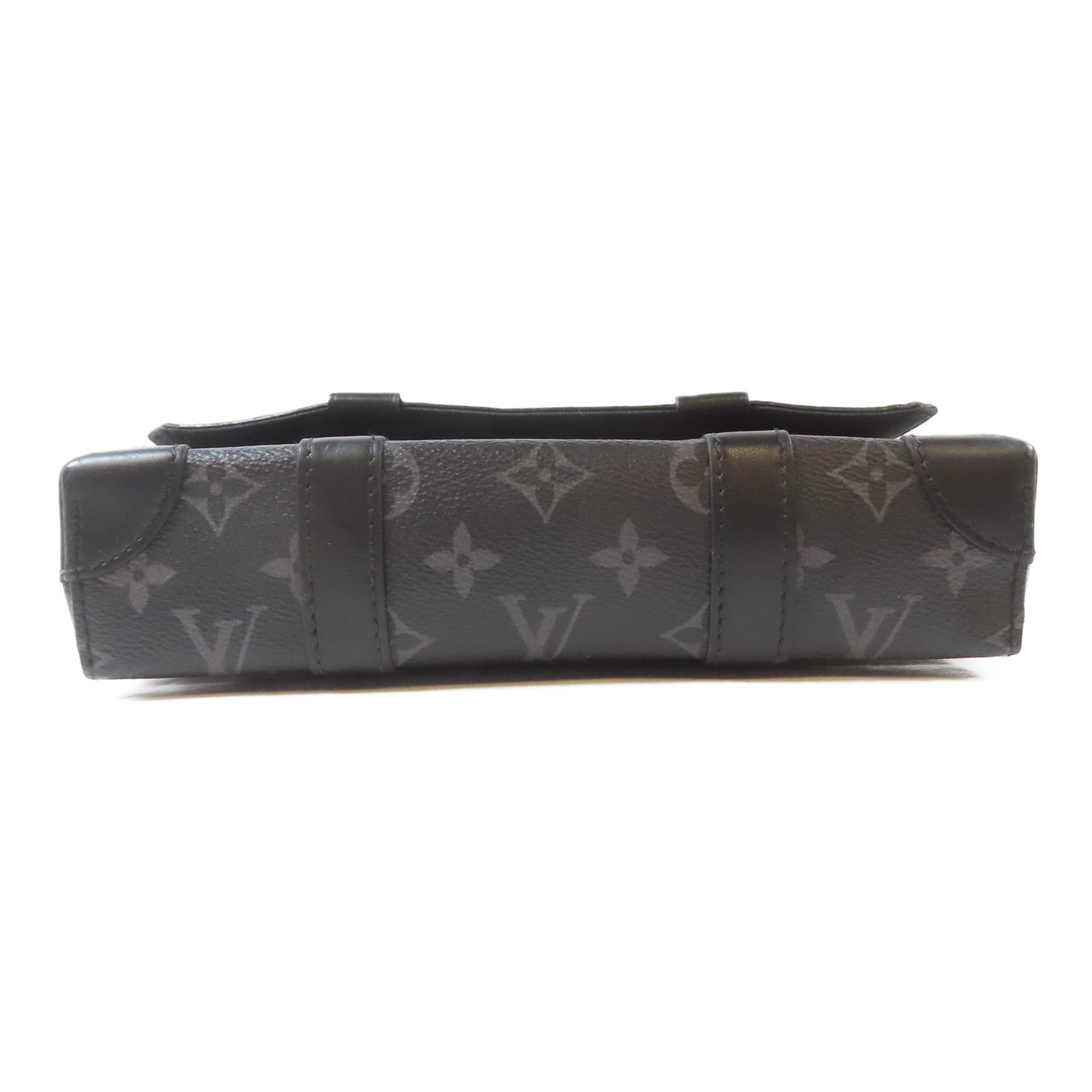 LOUIS VUITTON Monogram Eclipse Trunk Messenger Bag黑扣肩背袋黑色
