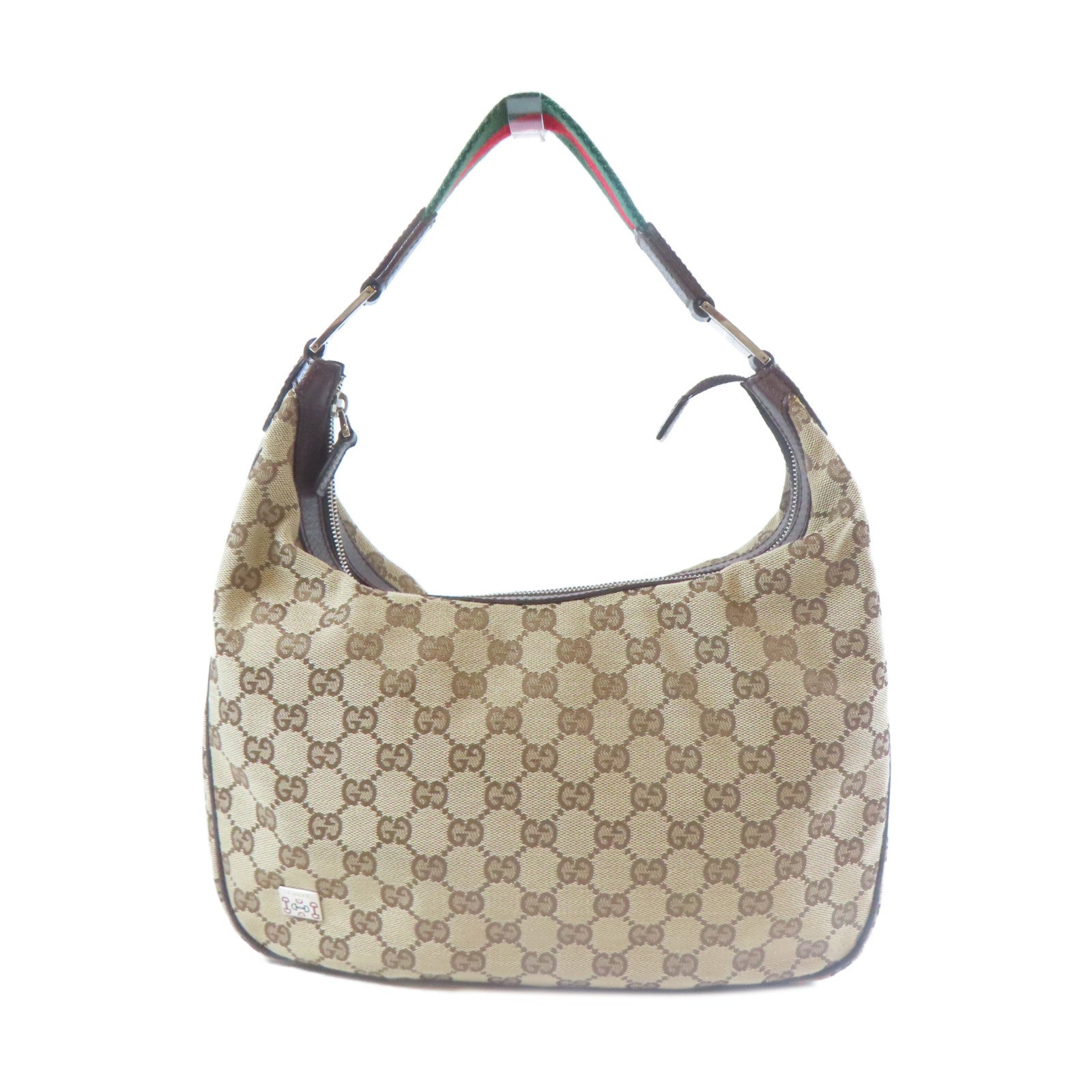 GUCCI 帆布Shoulder Bag銀扣肩背袋啡色
