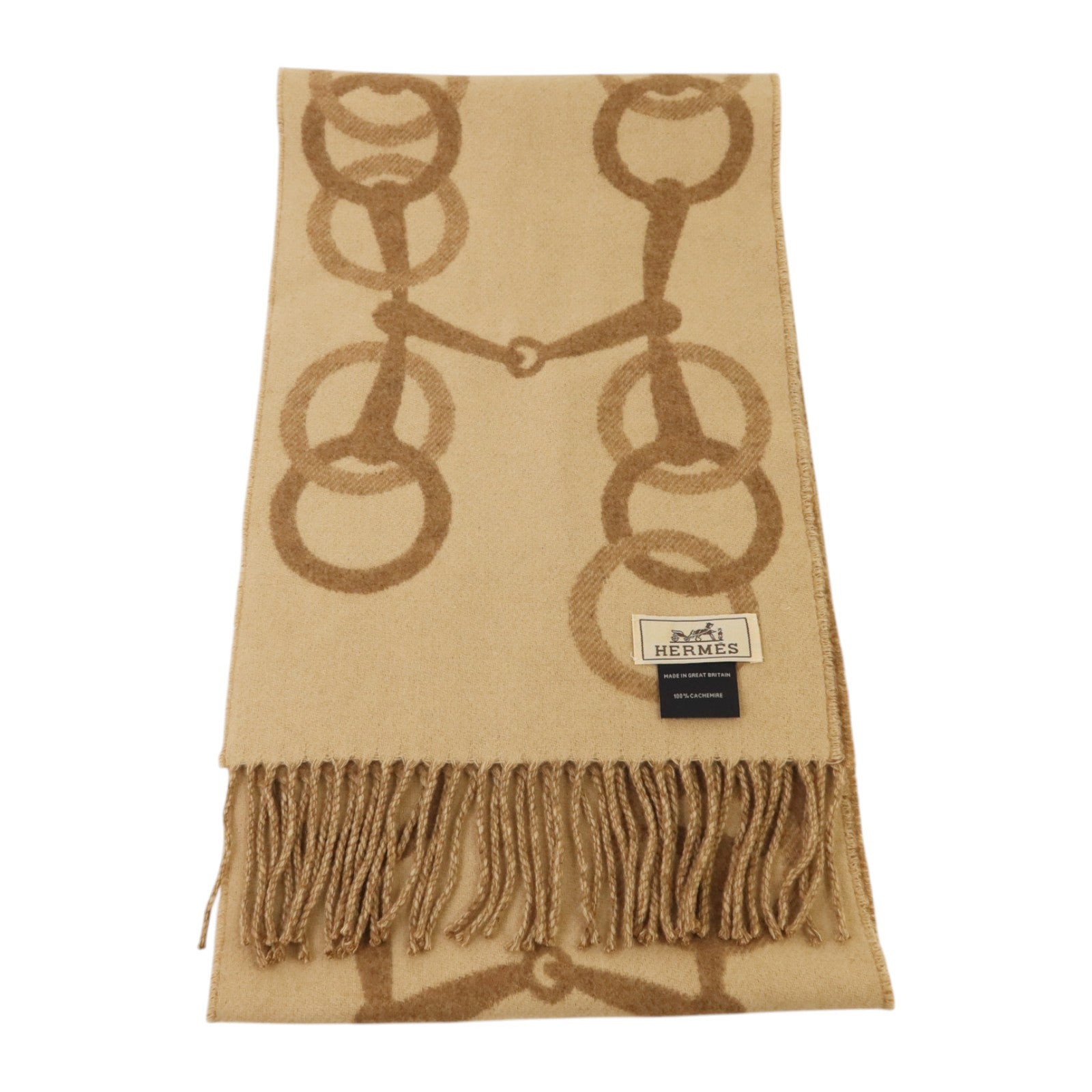 HERMES 羊絨Any Mors Muffler 170X25圍巾Marron Glace/Craie