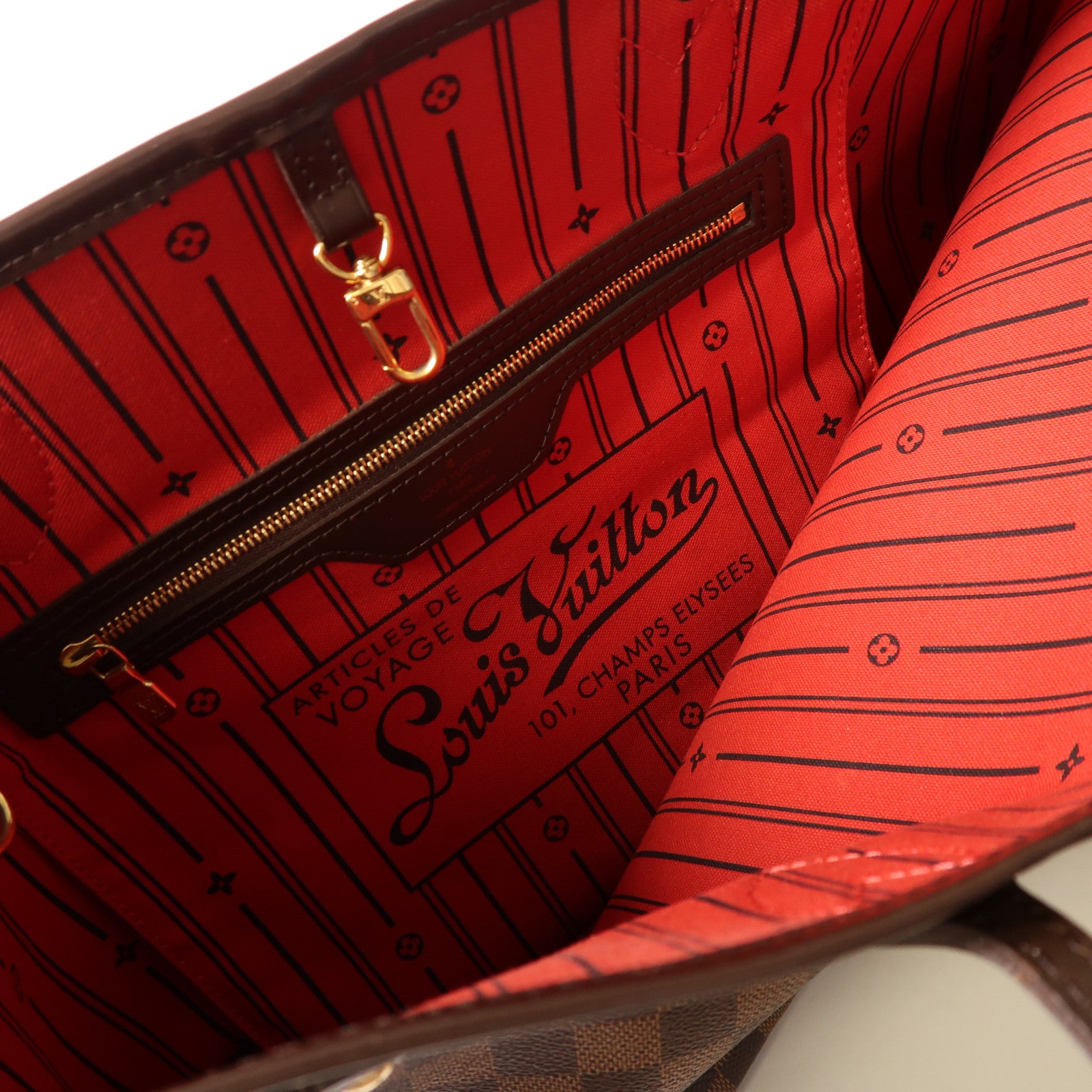 LOUIS VUITTON Damier Neverfull MM金扣肩背袋/手挽袋