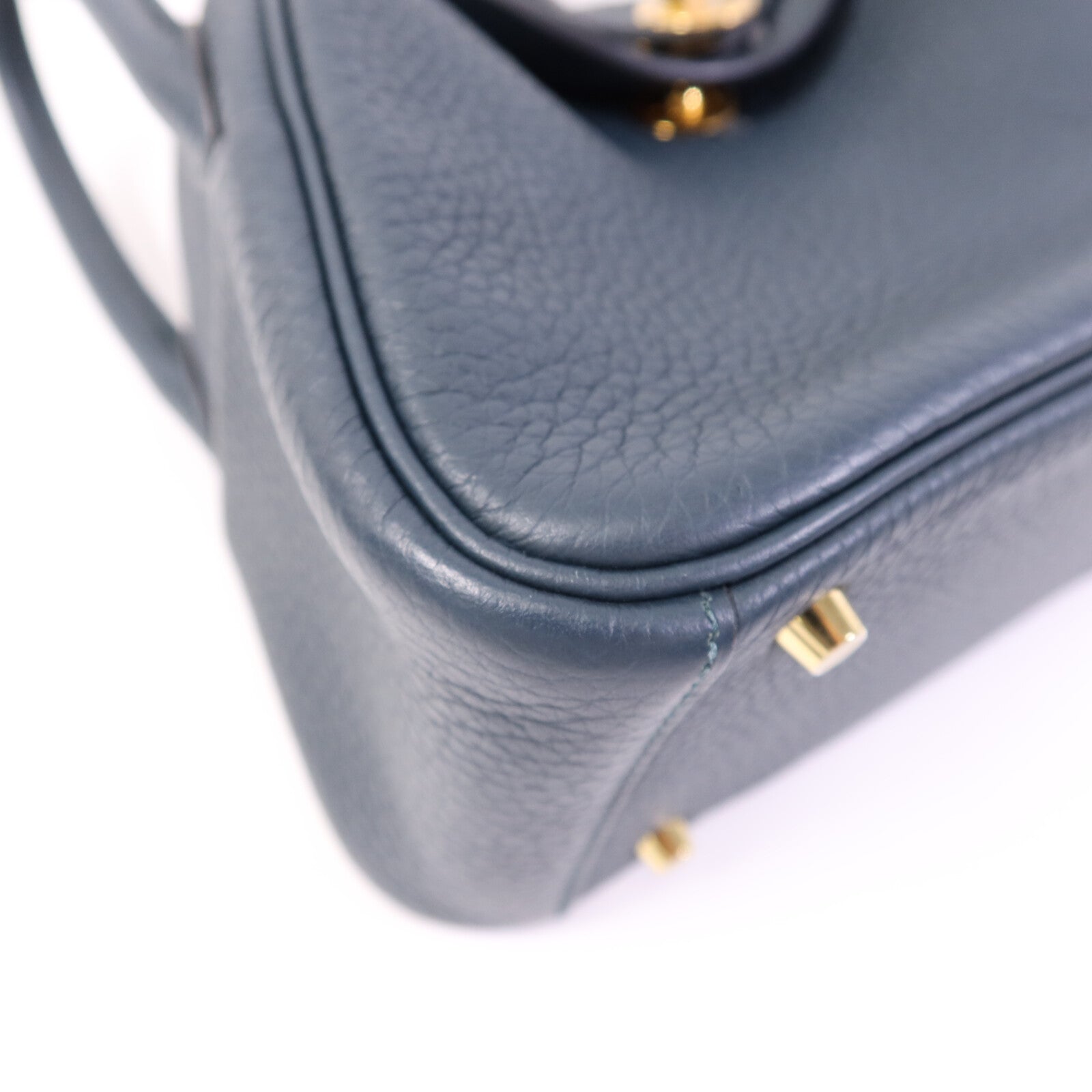HERMES Clemence皮革Mini Lindy金扣手挽肩背兩用袋Vert Cypres