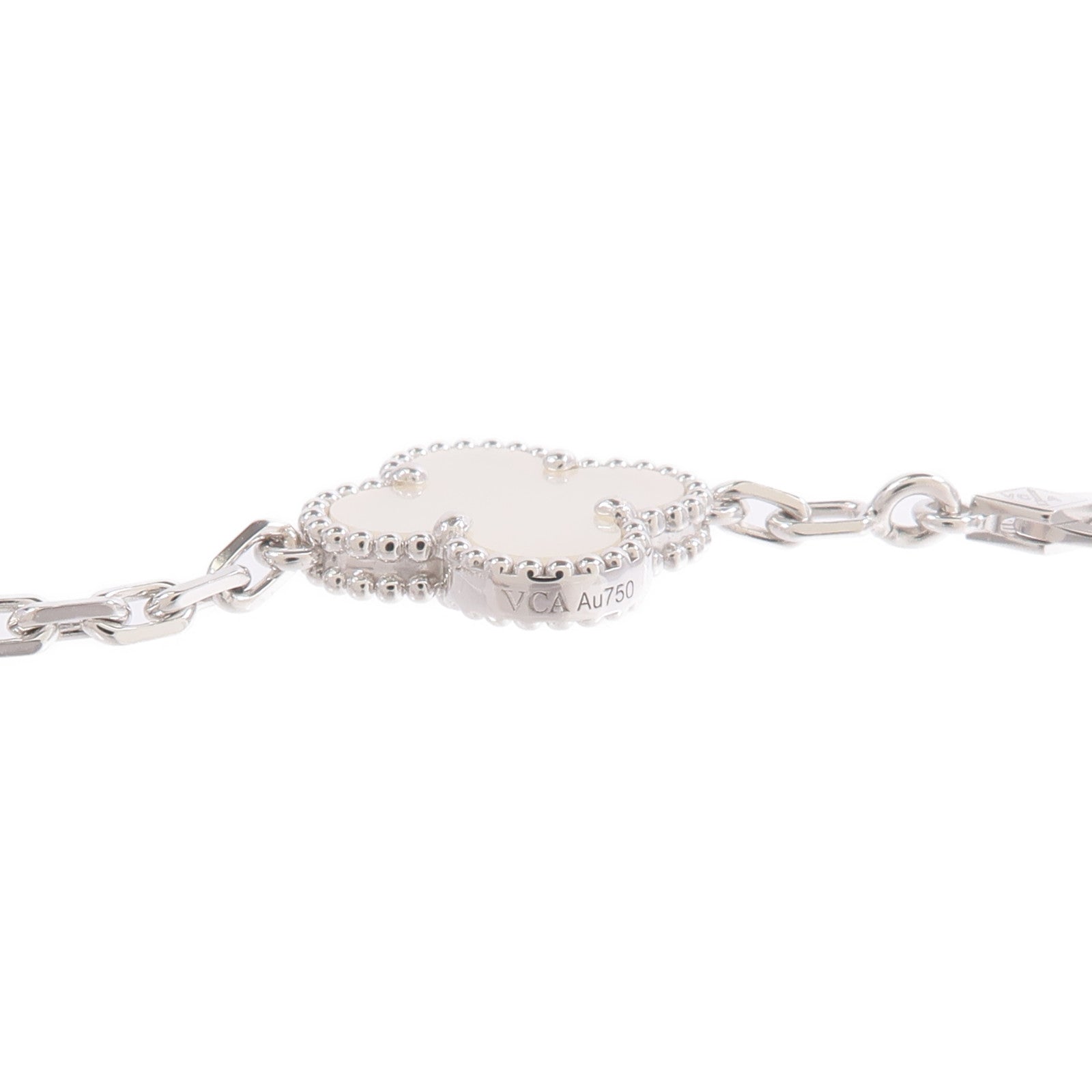 Van Cleef & Arpels 18K白金Vintage Alhambra Bracelet 5 Motifs珍珠母貝手鏈