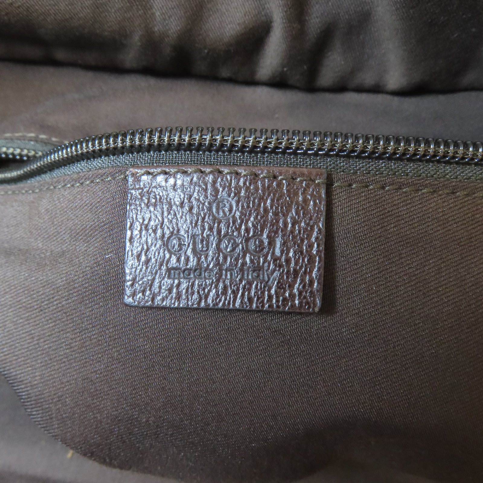 GUCCI 帆布Carry Bag銀扣手挽袋啡色
