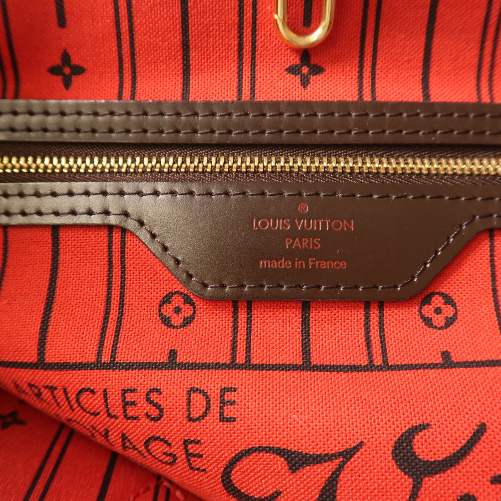 LOUIS VUITTON Damier Neverfull MM金扣肩背袋/手挽袋