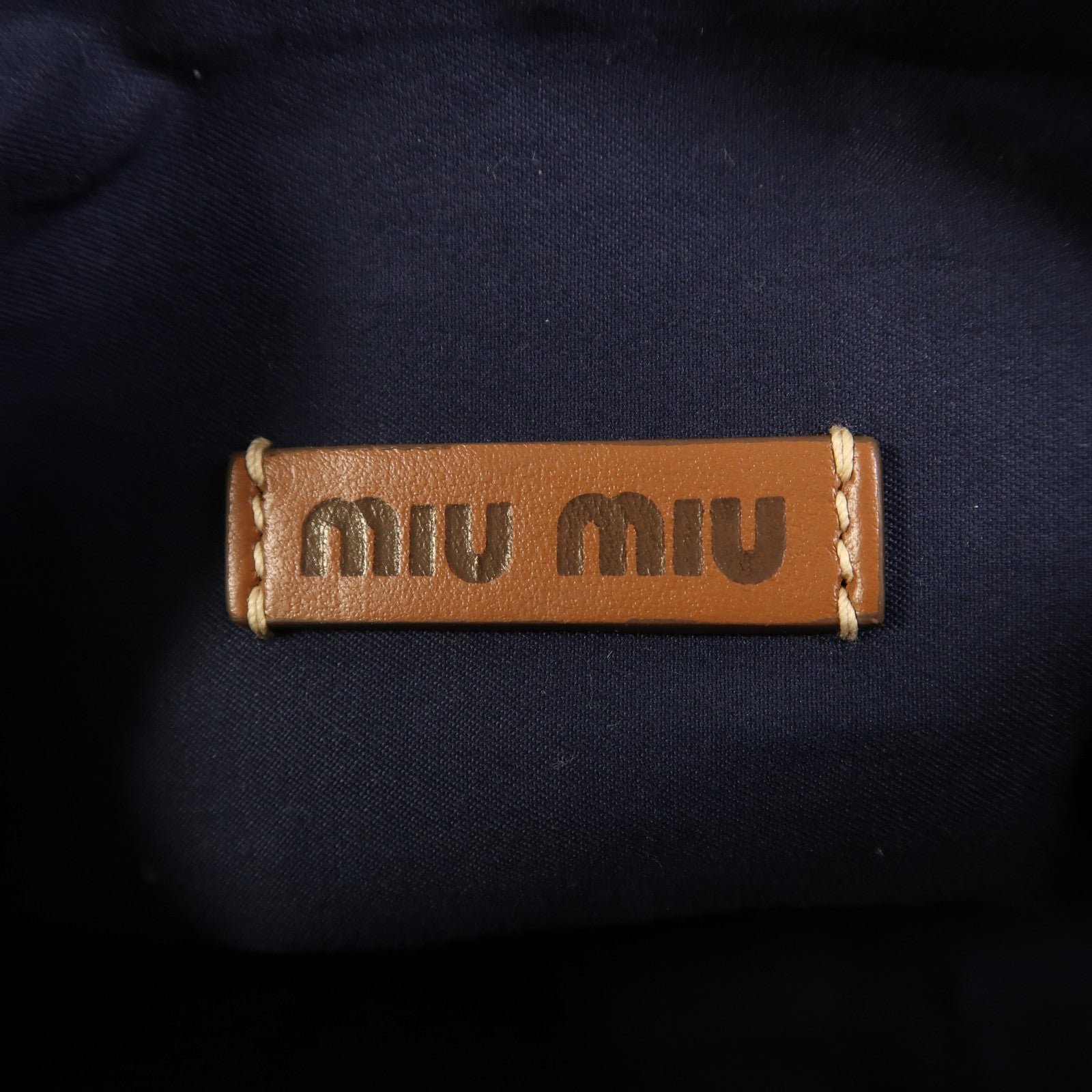 Miu Miu 棉質/牛皮皮革Crochet Pouch銀扣手挽袋