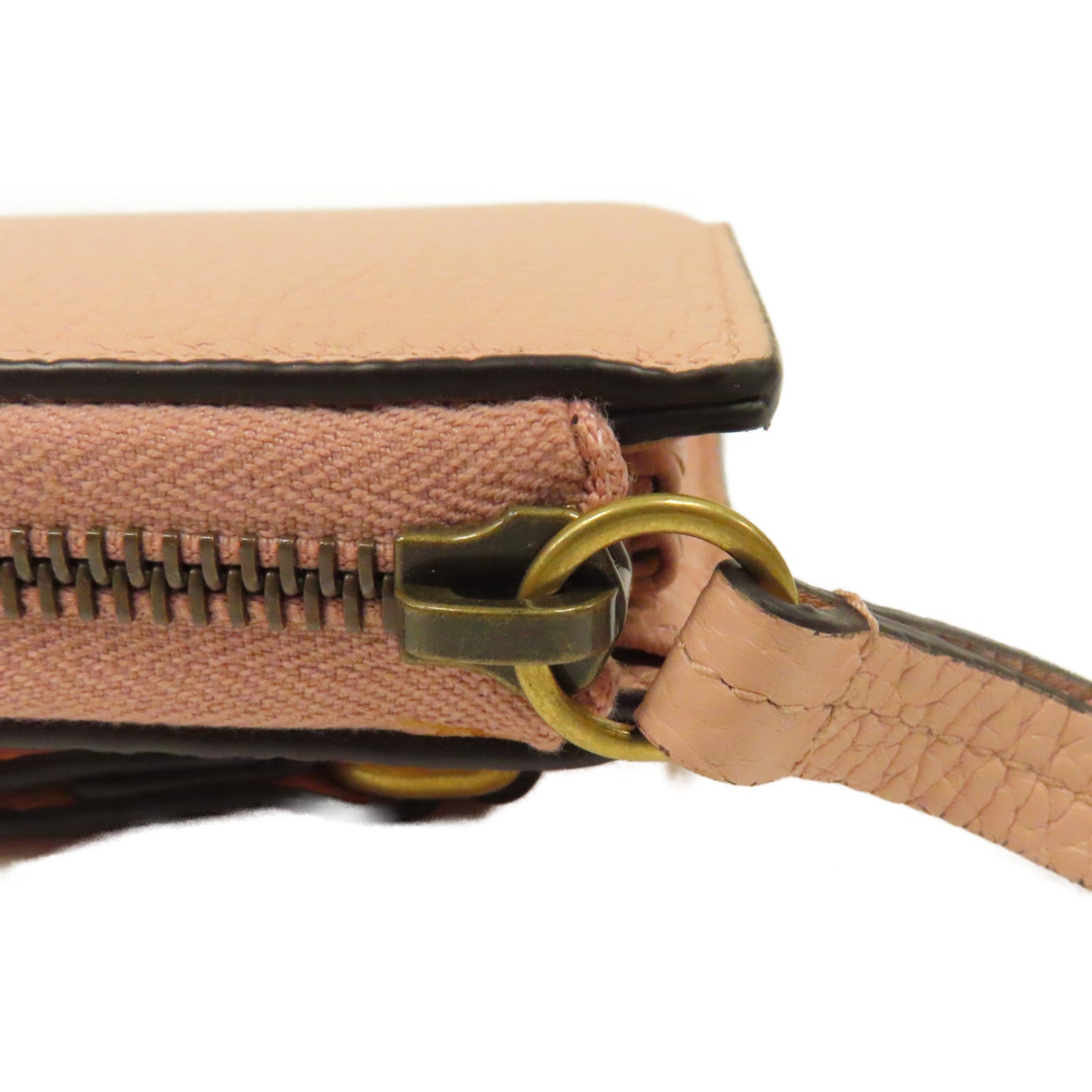 GUCCI 【激減優惠】牛皮皮革Blind For Lobe Wristlet Wallet金扣L形拉鍊長錢包粉紅色