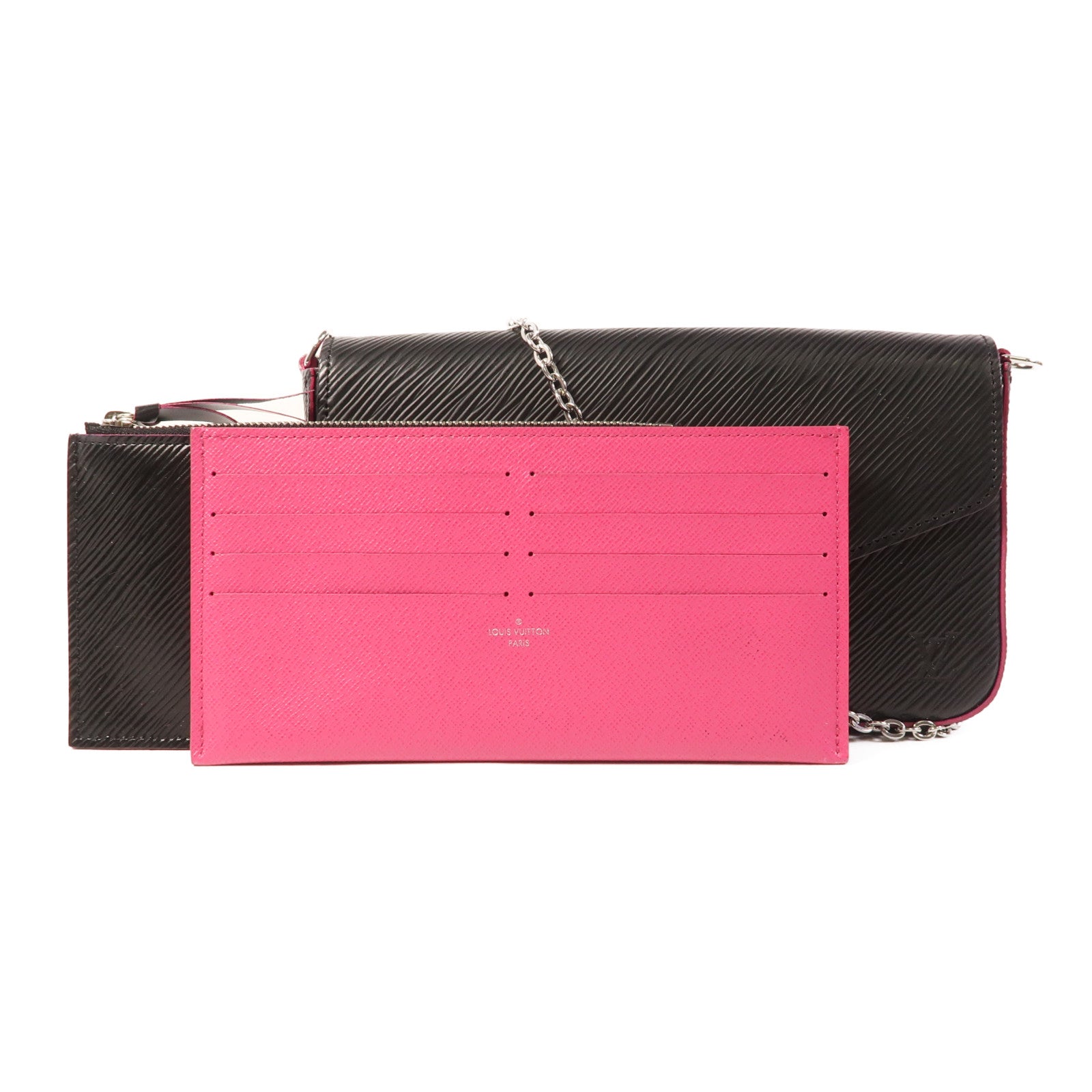 LOUIS VUITTON Epi Pochette Felissie銀扣鏈帶肩背袋