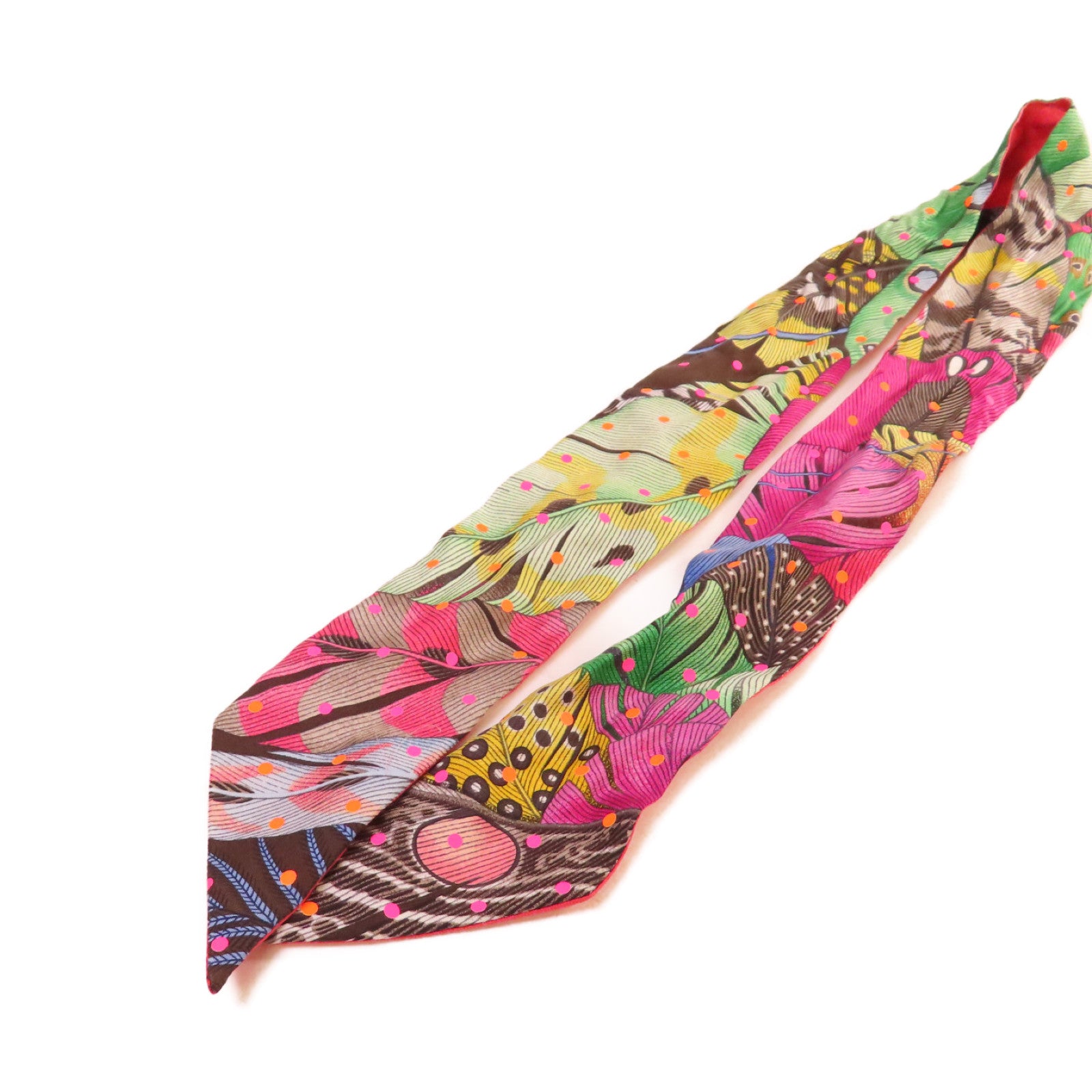 HERMES 絲質Twilly Scarf絲巾粉紅/紫色/彩色