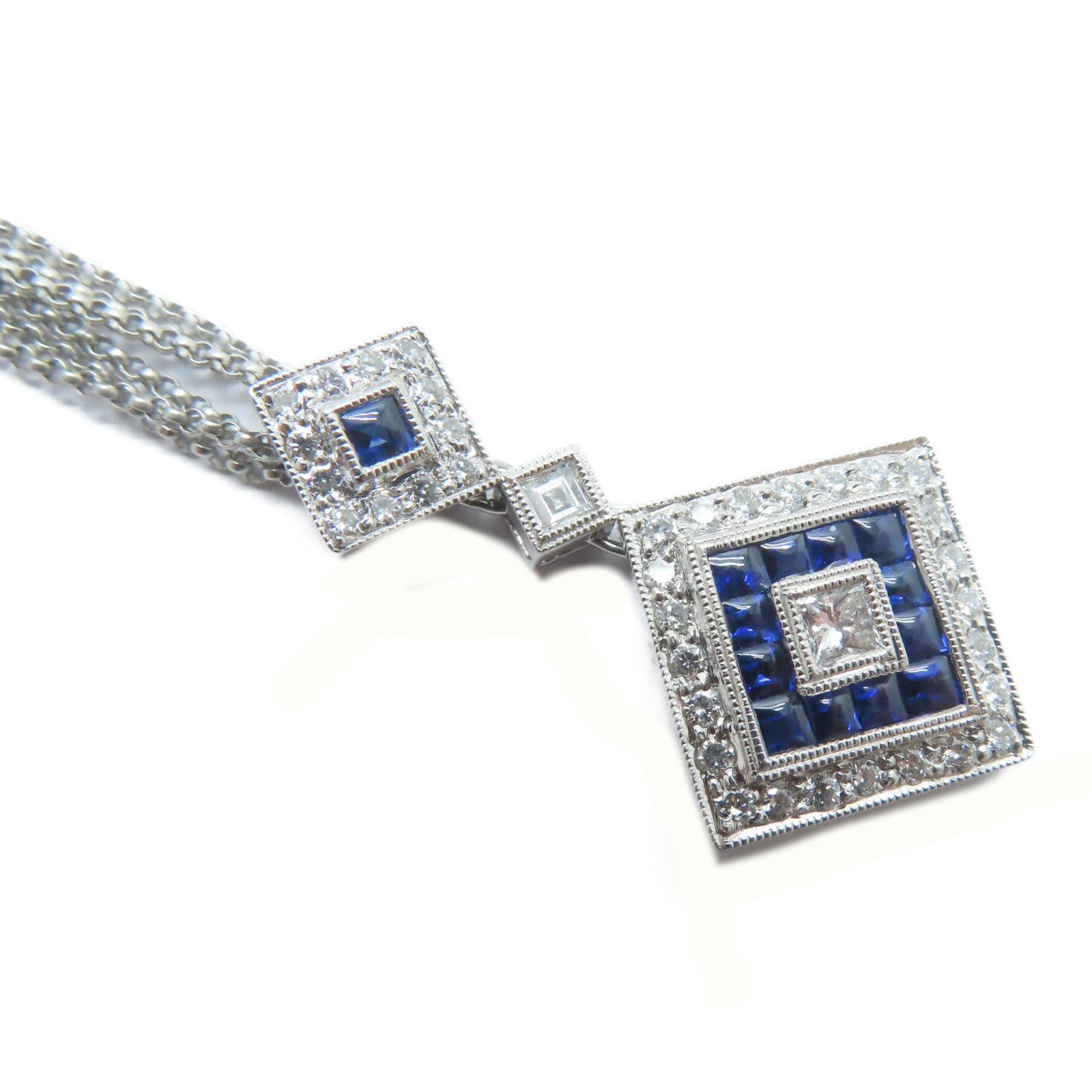 JEWELRY PT900鉑金/18K白金Sapphire Necklace 1.16ct藍寶石/0.63ct鑚石項鏈