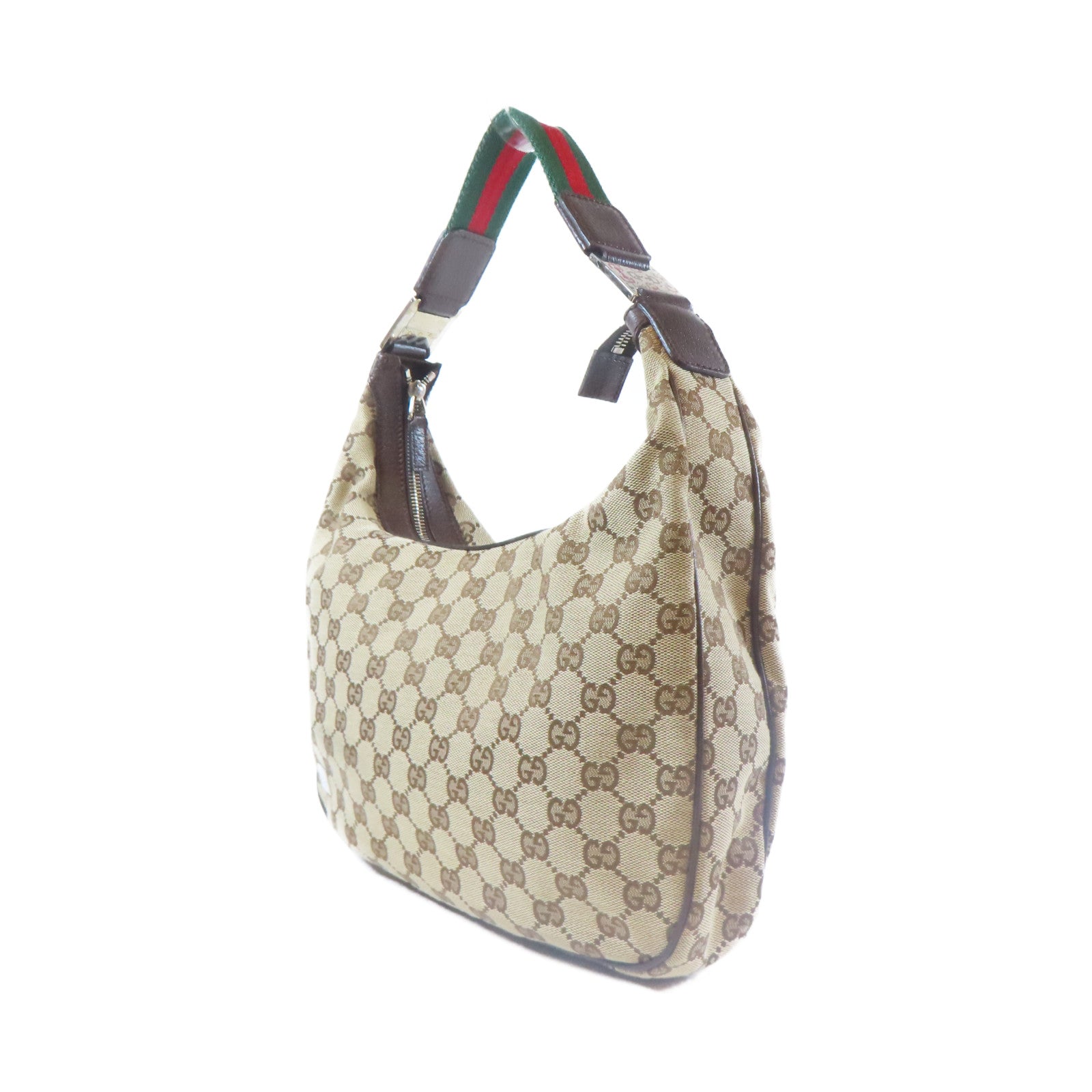 GUCCI 帆布Shoulder Bag銀扣肩背袋啡色