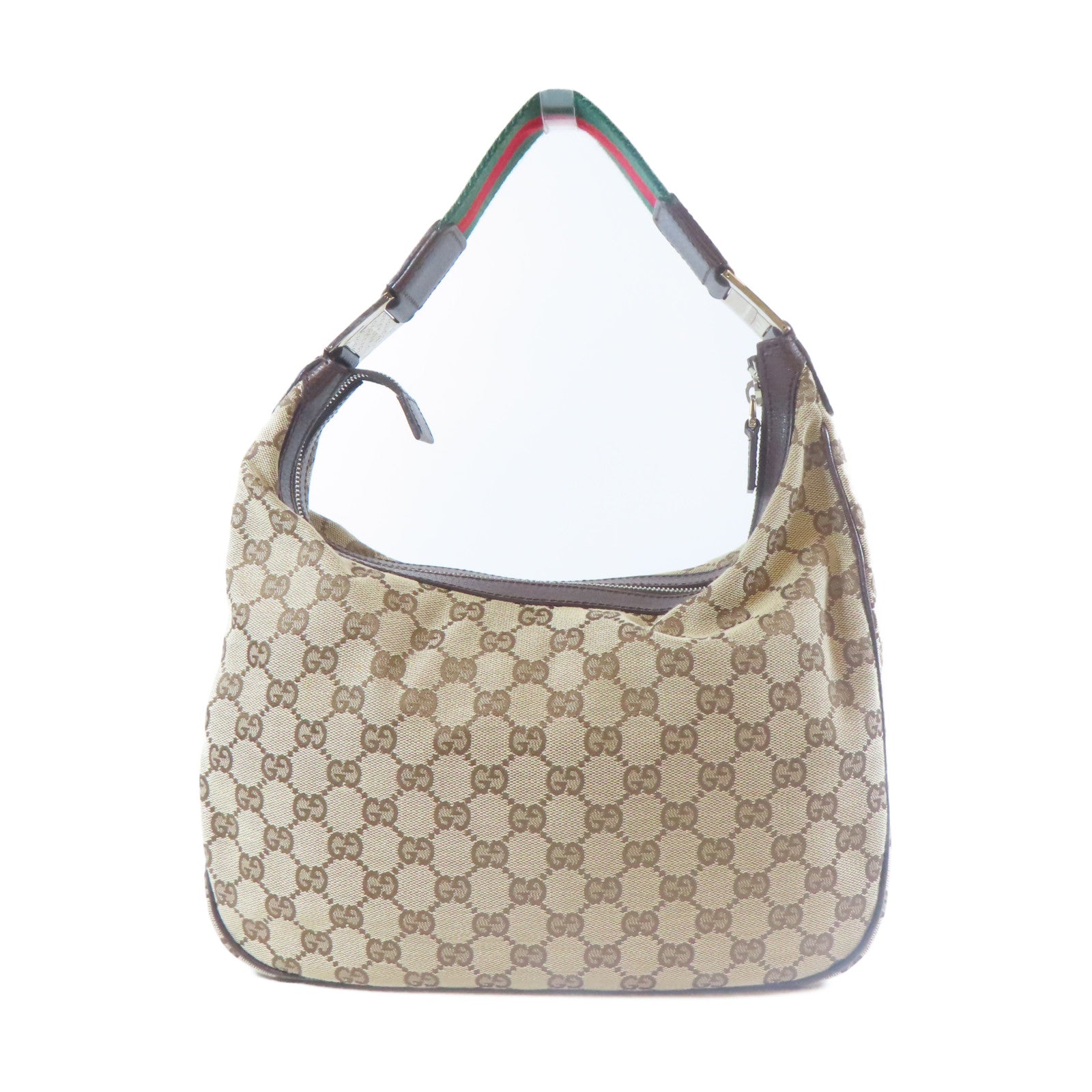 GUCCI 帆布Shoulder Bag銀扣肩背袋啡色